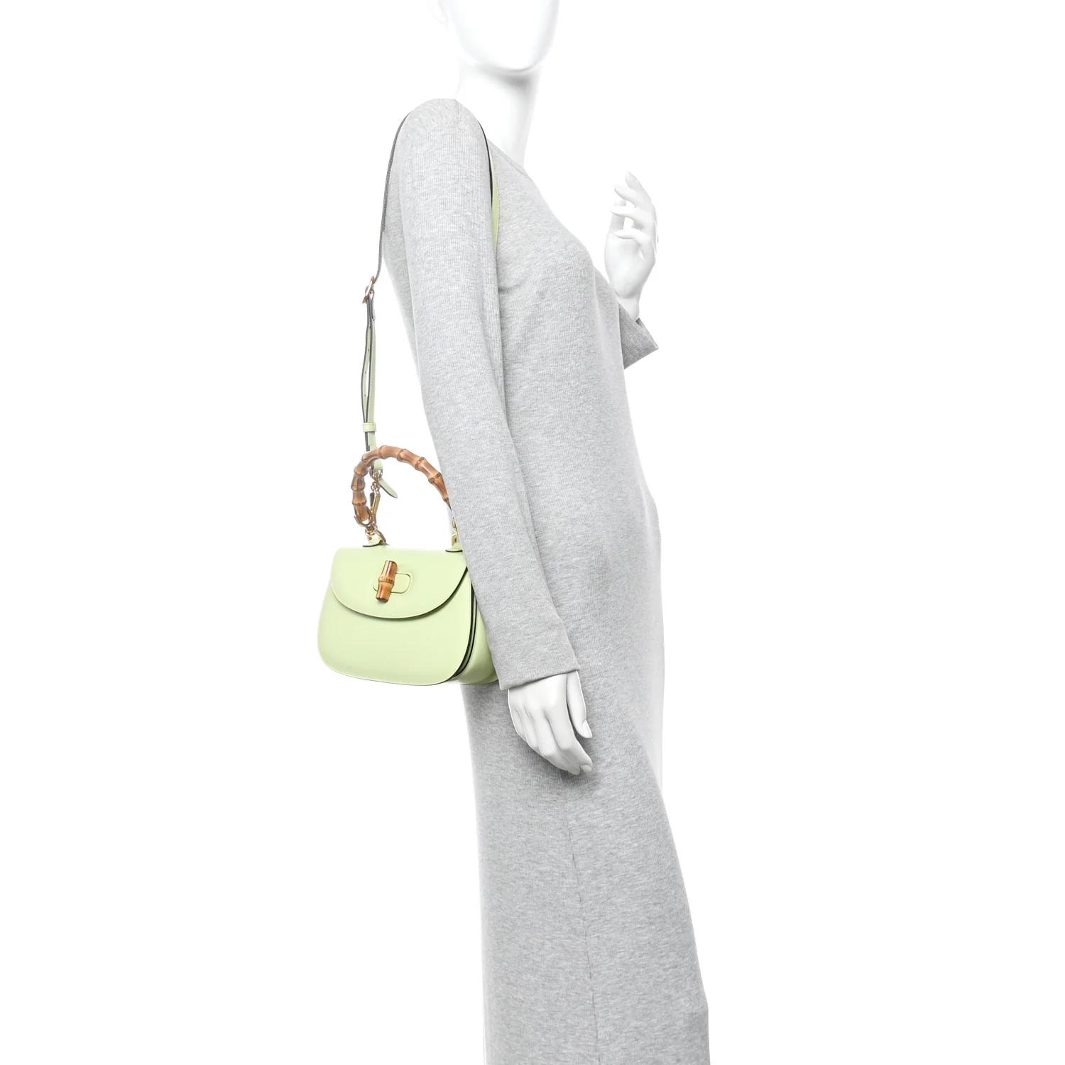 Boarded Dyana Lux Calfskin Web Small Bamboo 1947 Top Handle Bag Light Green - Image 2