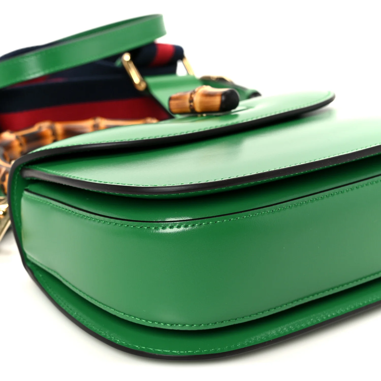 Boarded Dyana Lux Calfskin Web Small Bamboo 1947 Top Handle Bag Spring Green - Image 10
