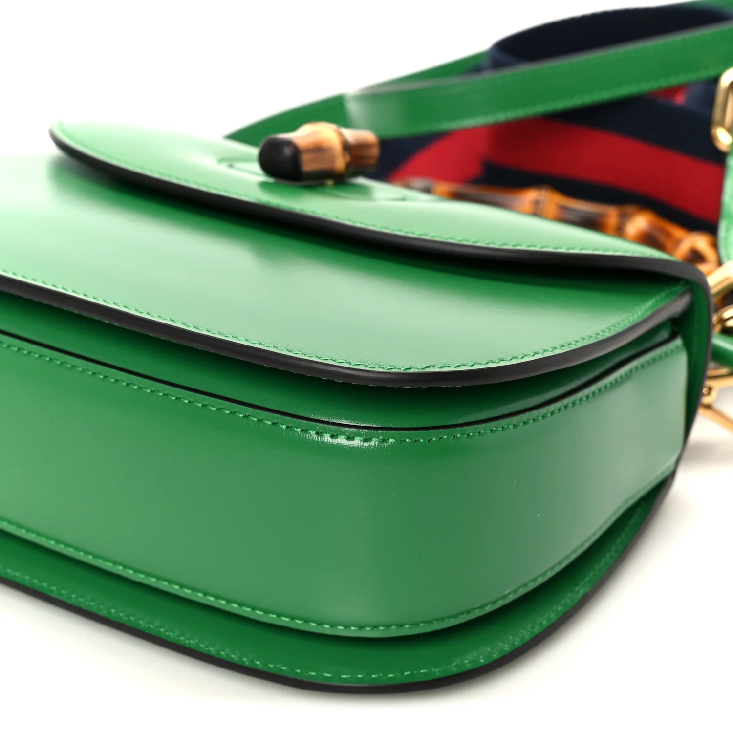 Boarded Dyana Lux Calfskin Web Small Bamboo 1947 Top Handle Bag Spring Green - Image 11