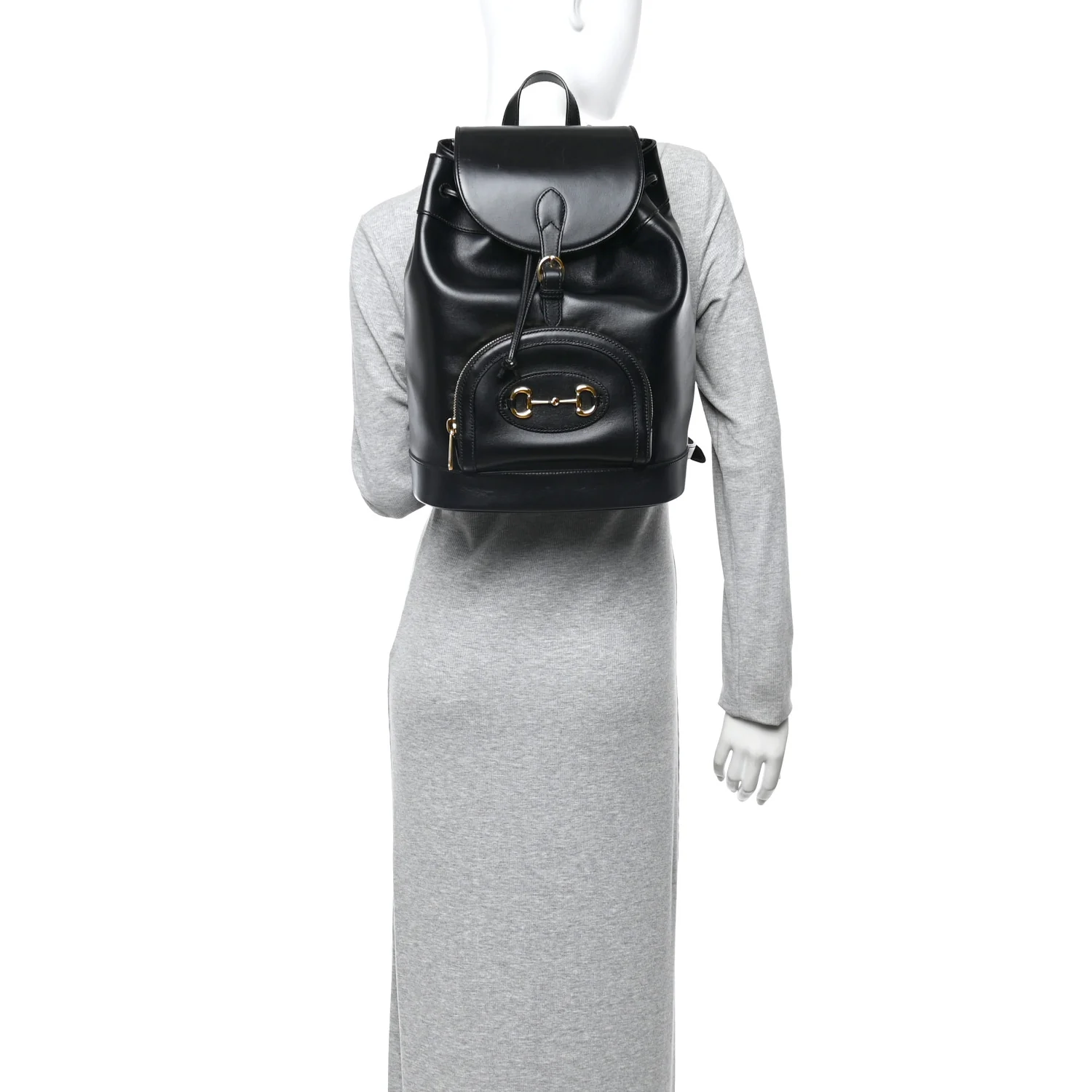 Boarded Plutone Calfskin Horsebit 1955 Single Buckle Backpack Black - Image 2