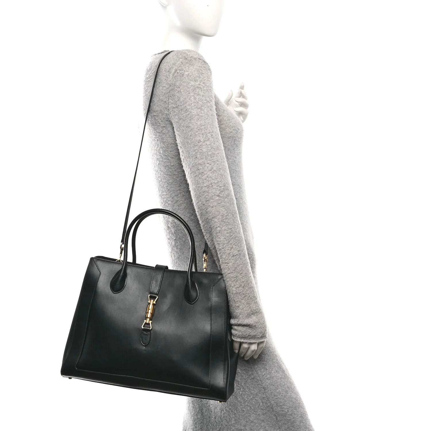 Boarded Plutone Calfskin Large Jackie 1961 Tote Black - Image 2