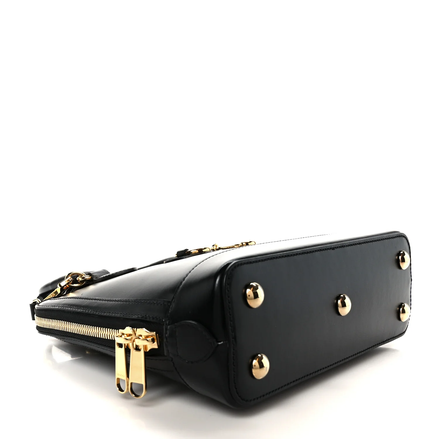 Boarded Plutone Calfskin Small Horsebit 1955 Top Handle Bag Black - Image 4