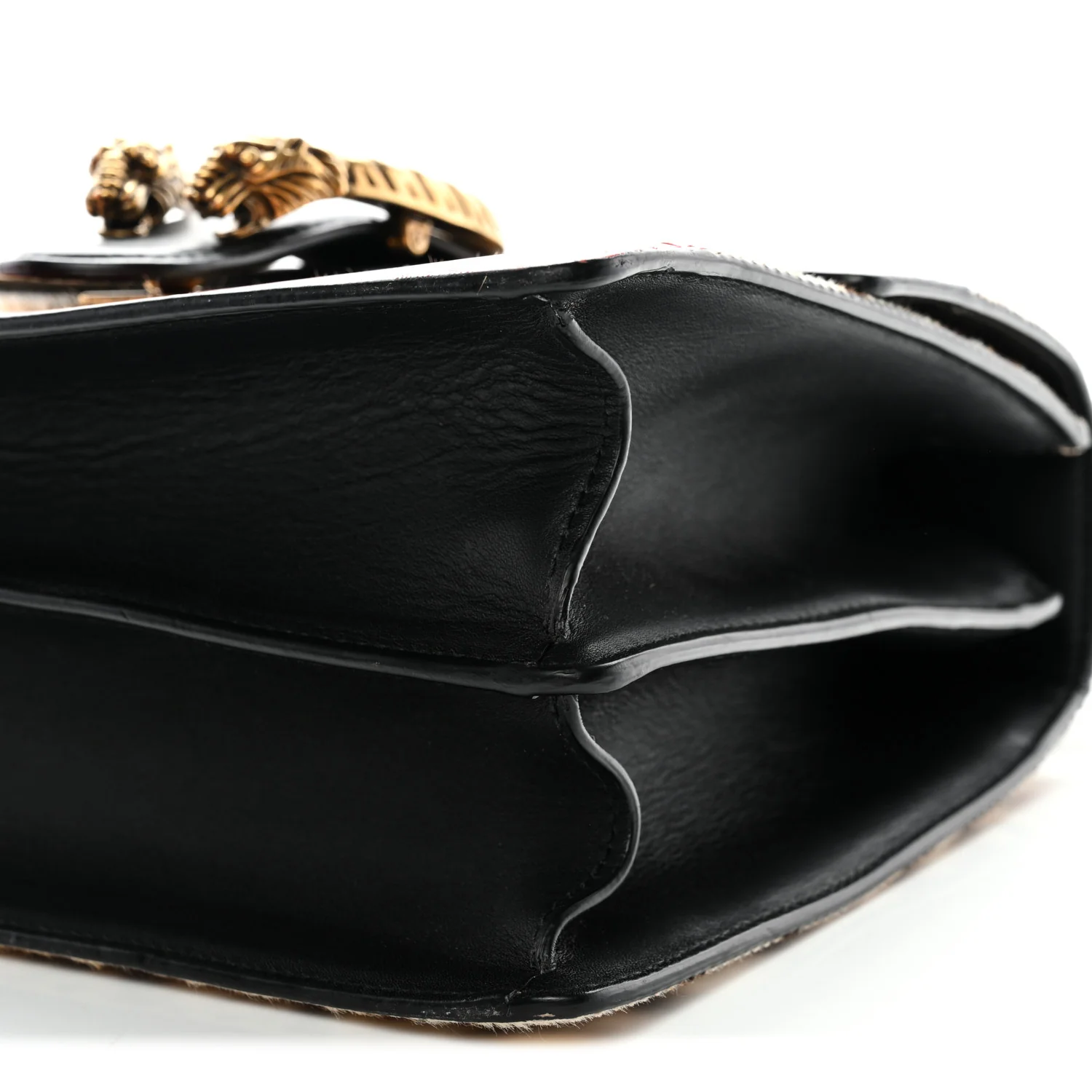 Calf Hair Calfskin Bamboo Web Leopard Print Medium Dionysus Top Handle Bag Natural Blue Agata Hibiscus Red - Image 10