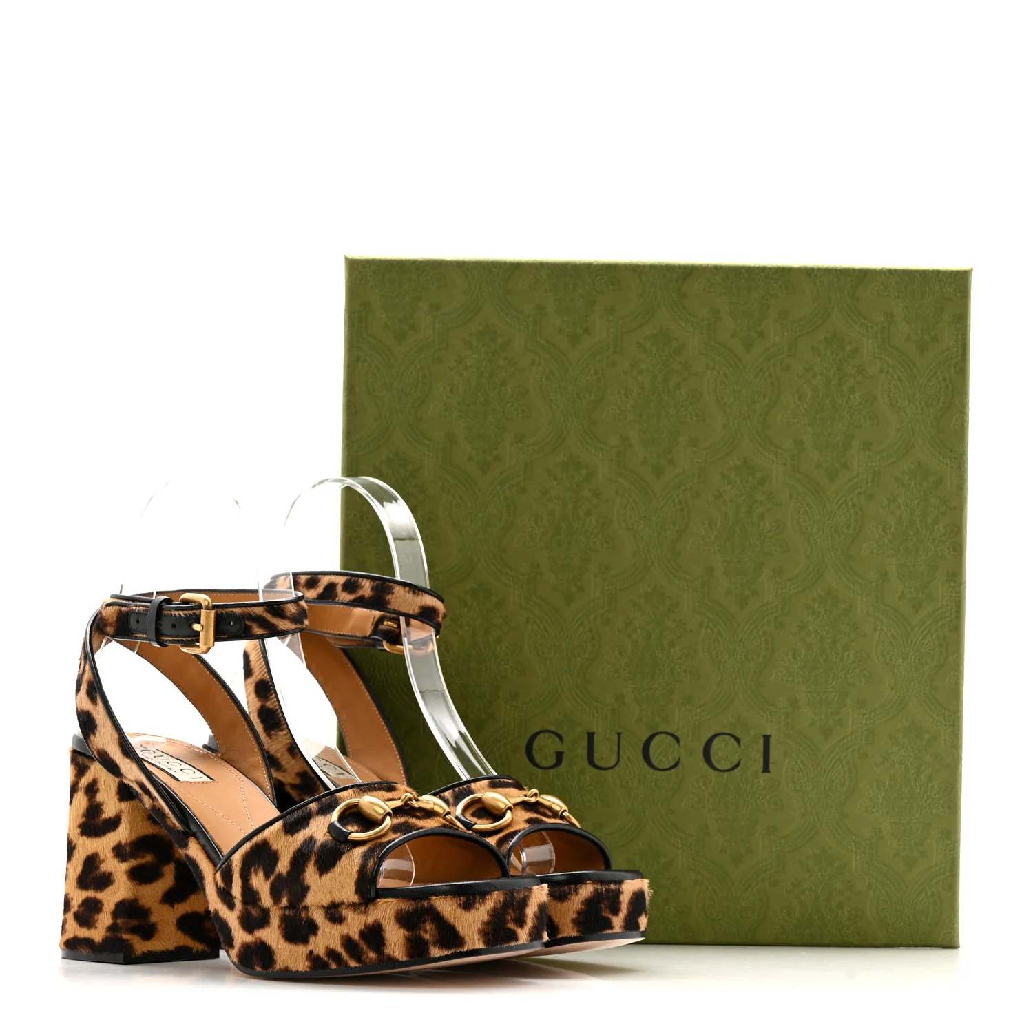 Calf Hair Leopard Print Horsebit 25/60mm Platform Sandals 36.5 Hazelnut Black - Image 19