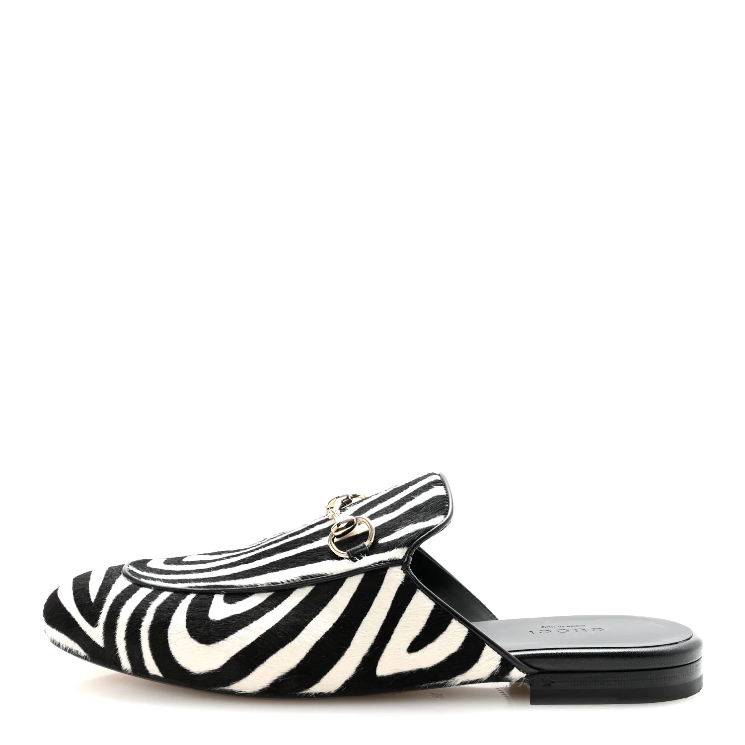 Calf Hair Zebra Print Womens Princetown Slippers 39 Natural Black