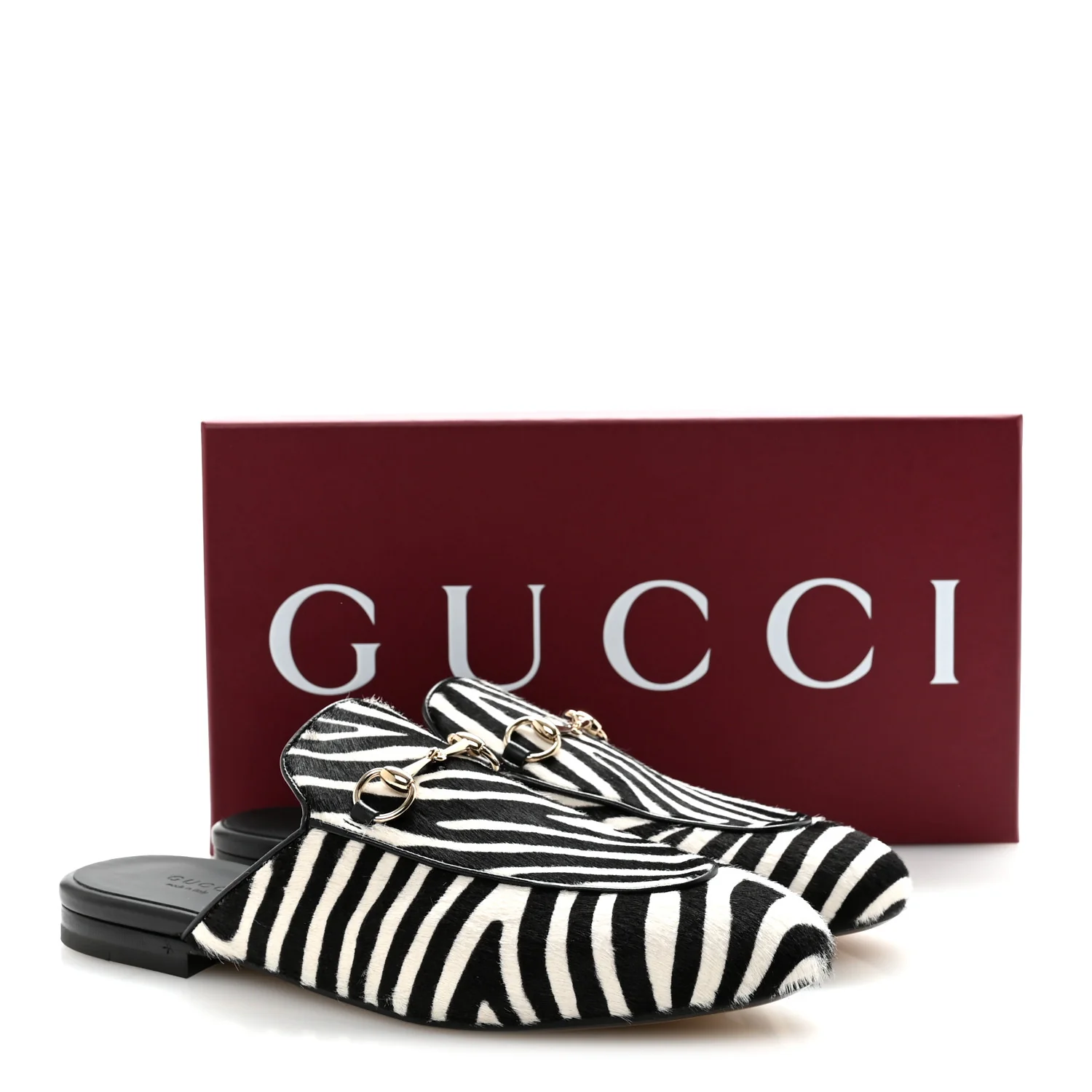 Calf Hair Zebra Print Womens Princetown Slippers 39 Natural Black - Image 10