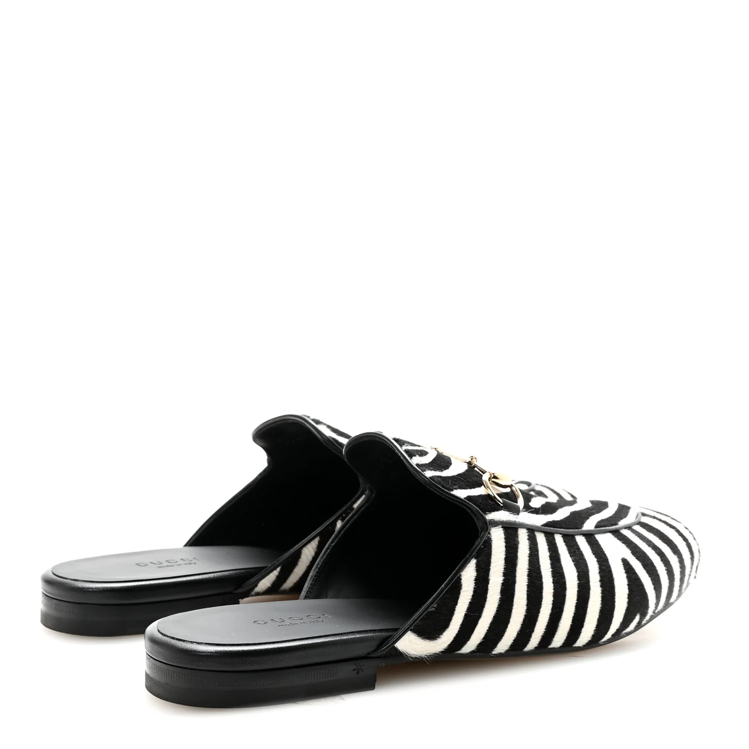 Calf Hair Zebra Print Womens Princetown Slippers 39 Natural Black - Image 5
