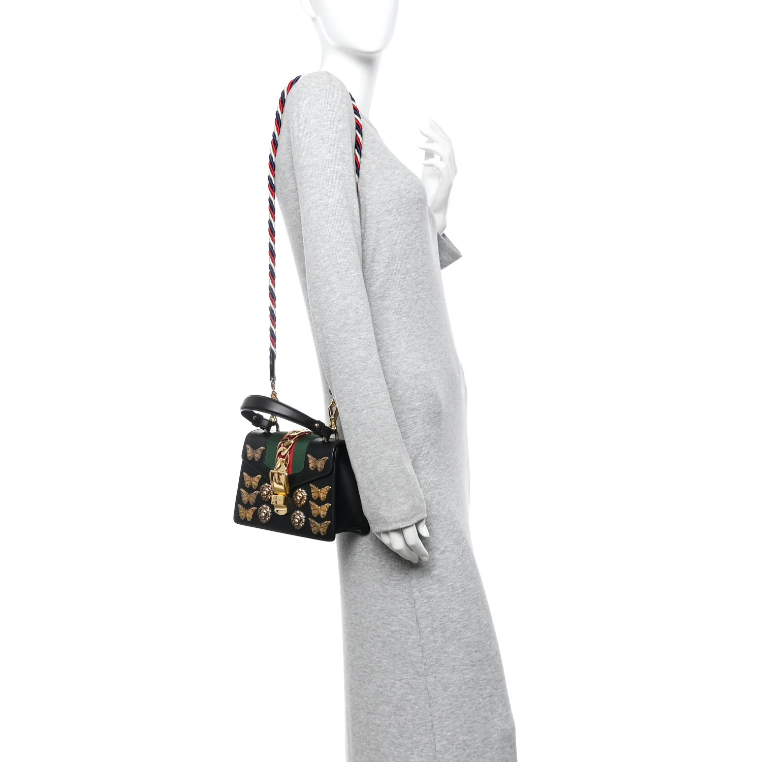 Calfskin Animal Studs Mini Sylvie Top Handle Bag Black - Image 2