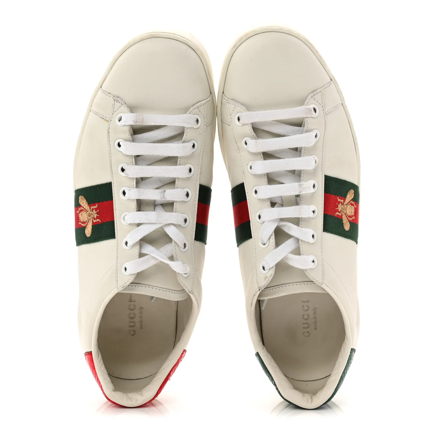 Calfskin Ayers Bee Embroidered Womens Ace Sneakers 39.5 White Green - Image 11