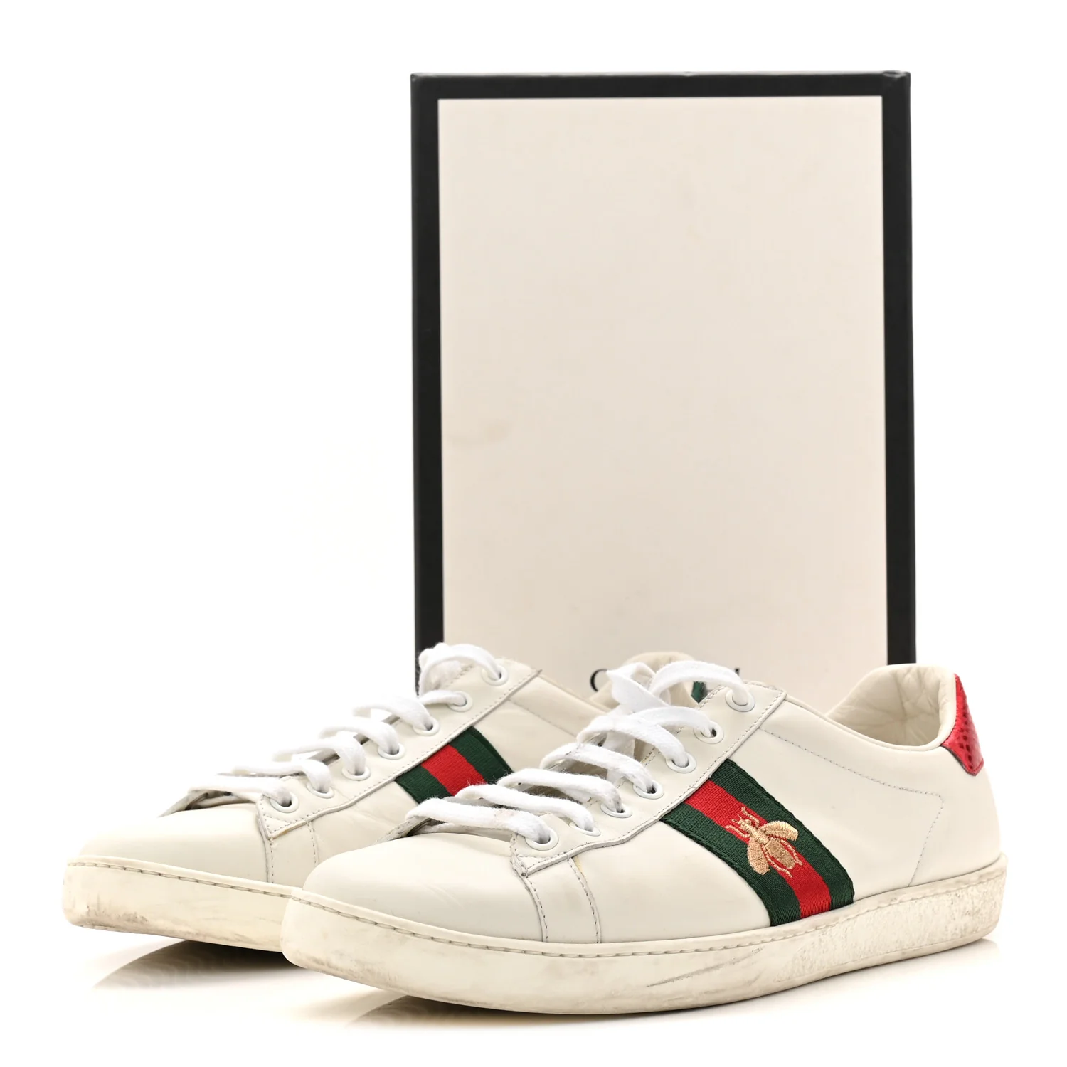 Calfskin Ayers Bee Embroidered Womens Ace Sneakers 39.5 White Green - Image 20
