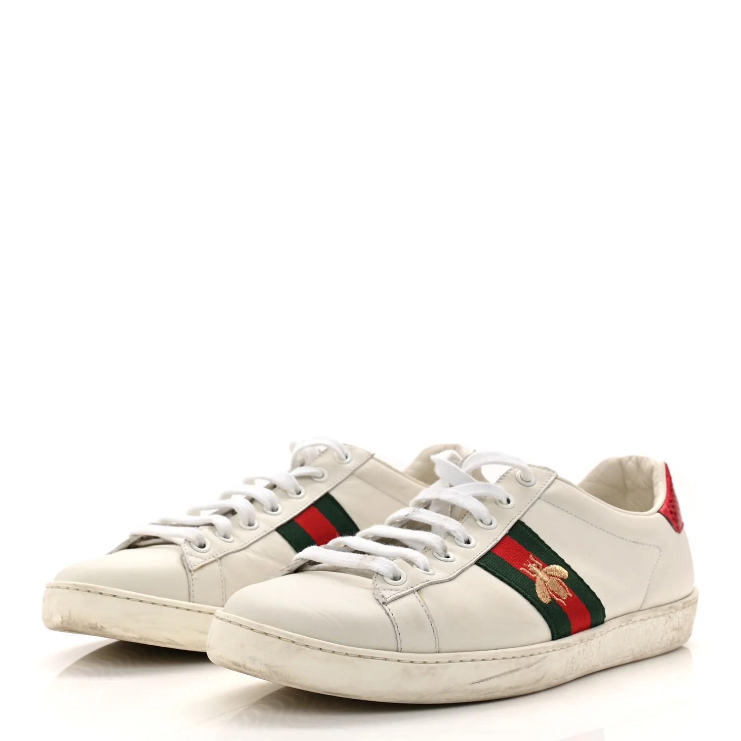 Calfskin Ayers Bee Embroidered Womens Ace Sneakers 39.5 White Green - Image 5