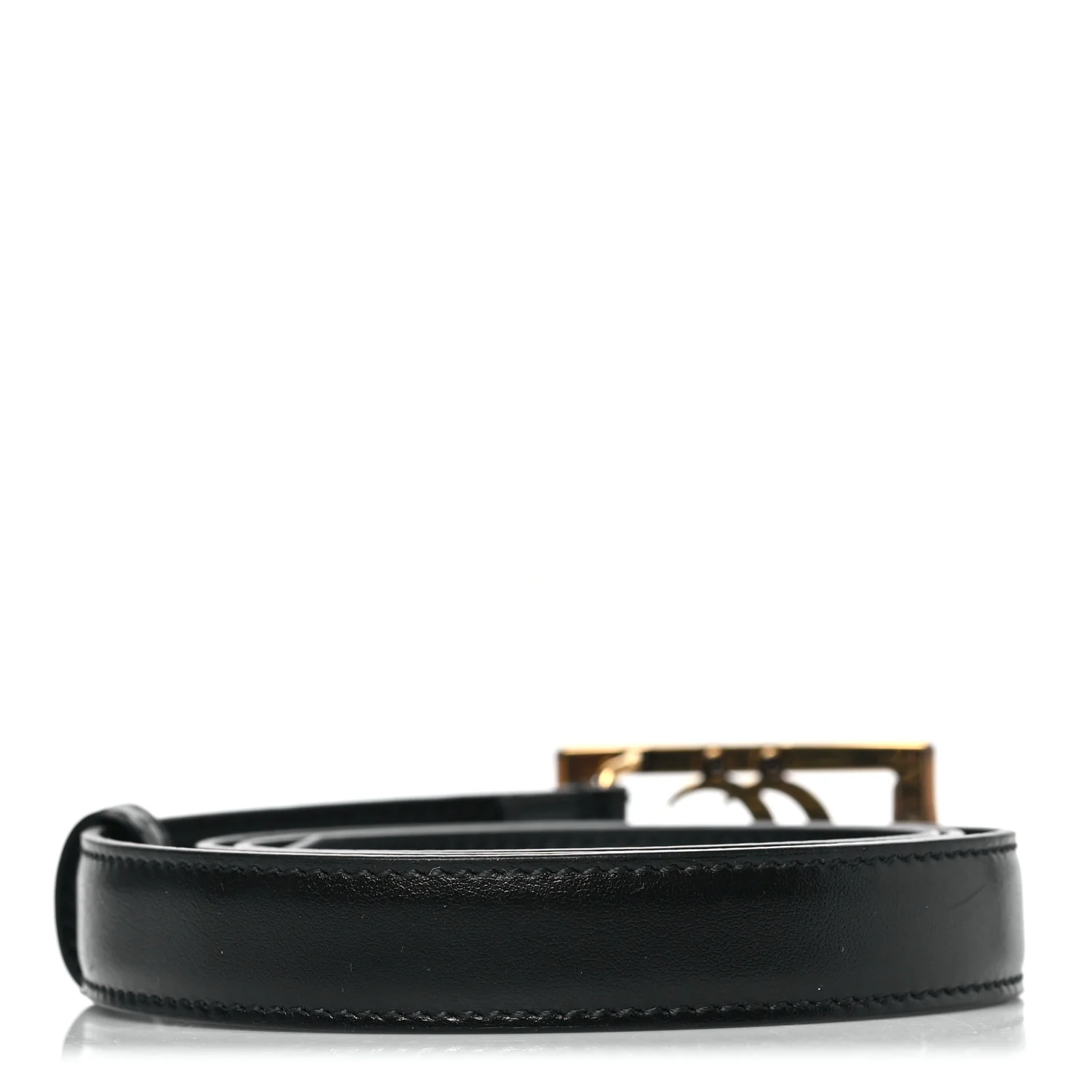 Calfskin Bamboo Double GG Buckle 20mm Belt 90 36 Black - Image 3