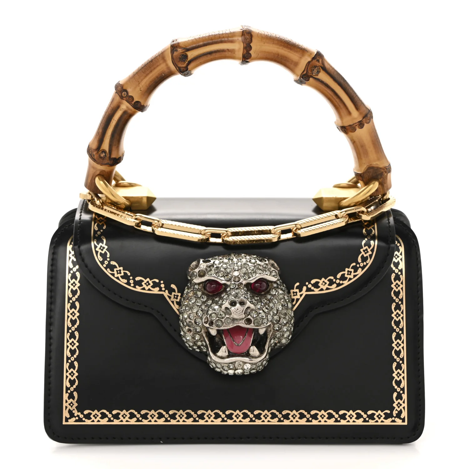Calfskin Bamboo Mini Thiara Top Handle Bag Black