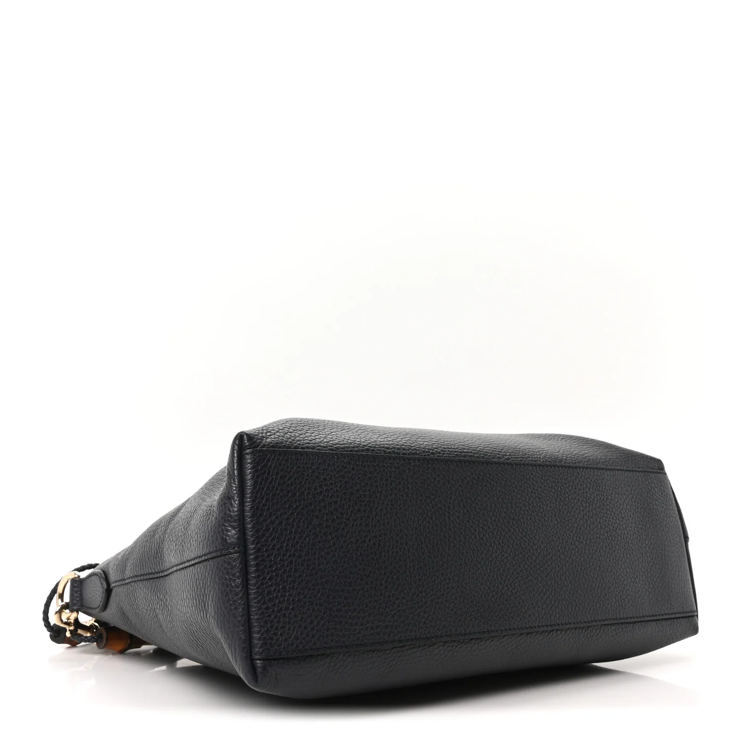 Calfskin Bamboo Tassel Top Handle Tote Blue - Image 4