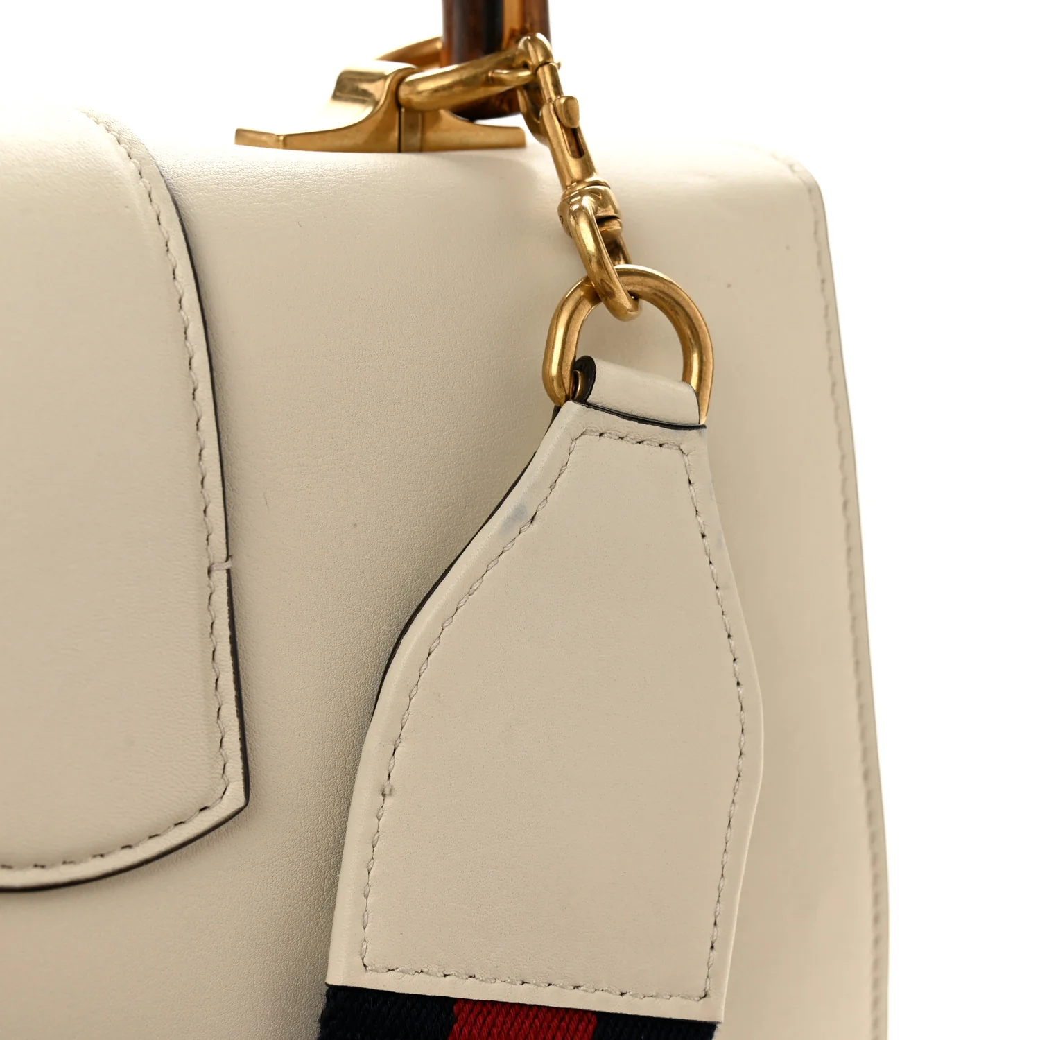 Calfskin Bamboo Web Medium Dionysus Top Handle Bag White Blue Hibiscus Red - Image 11