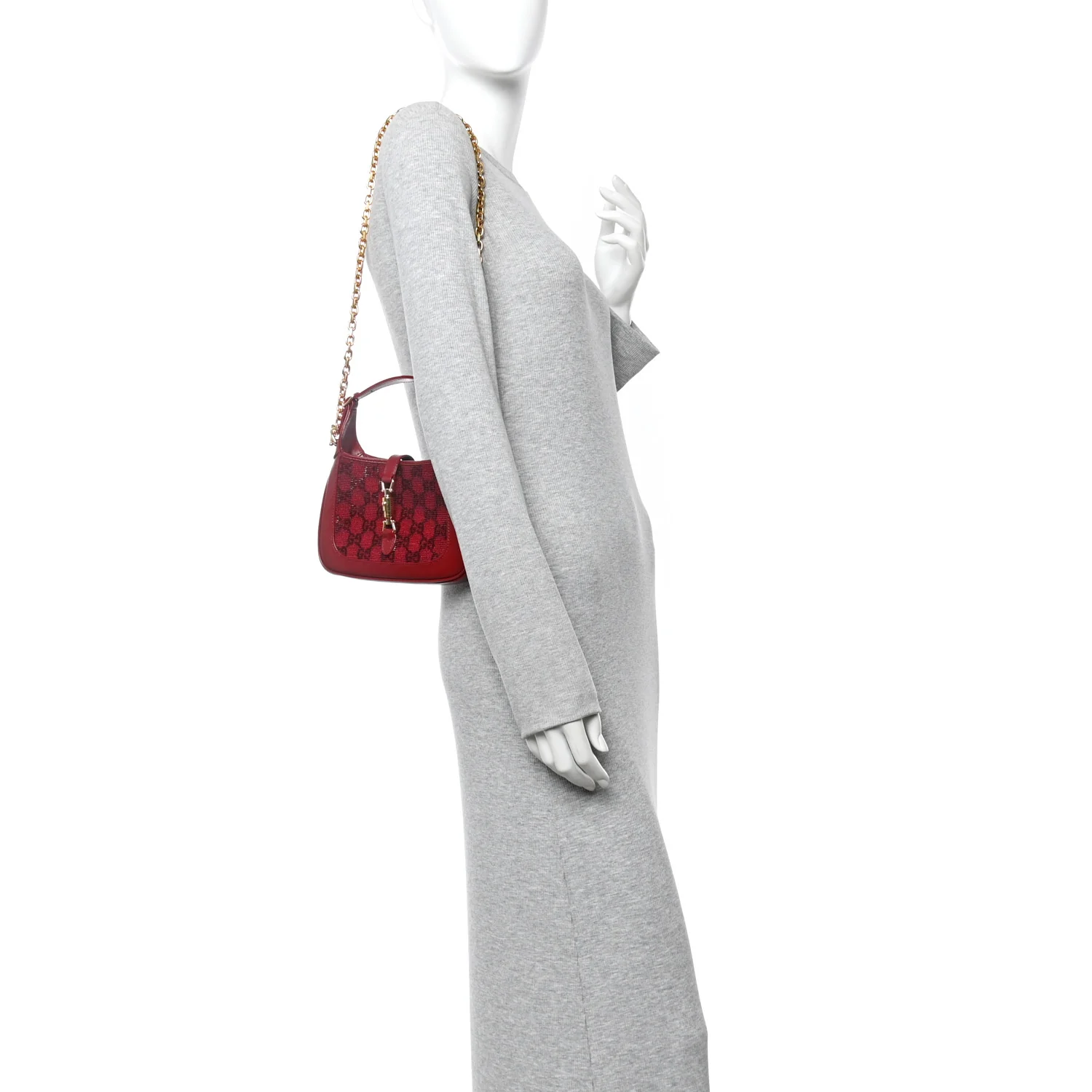 Calfskin Beaded Embroidery GG Monogram Mini Jackie 1961 Cherry Red - Image 2