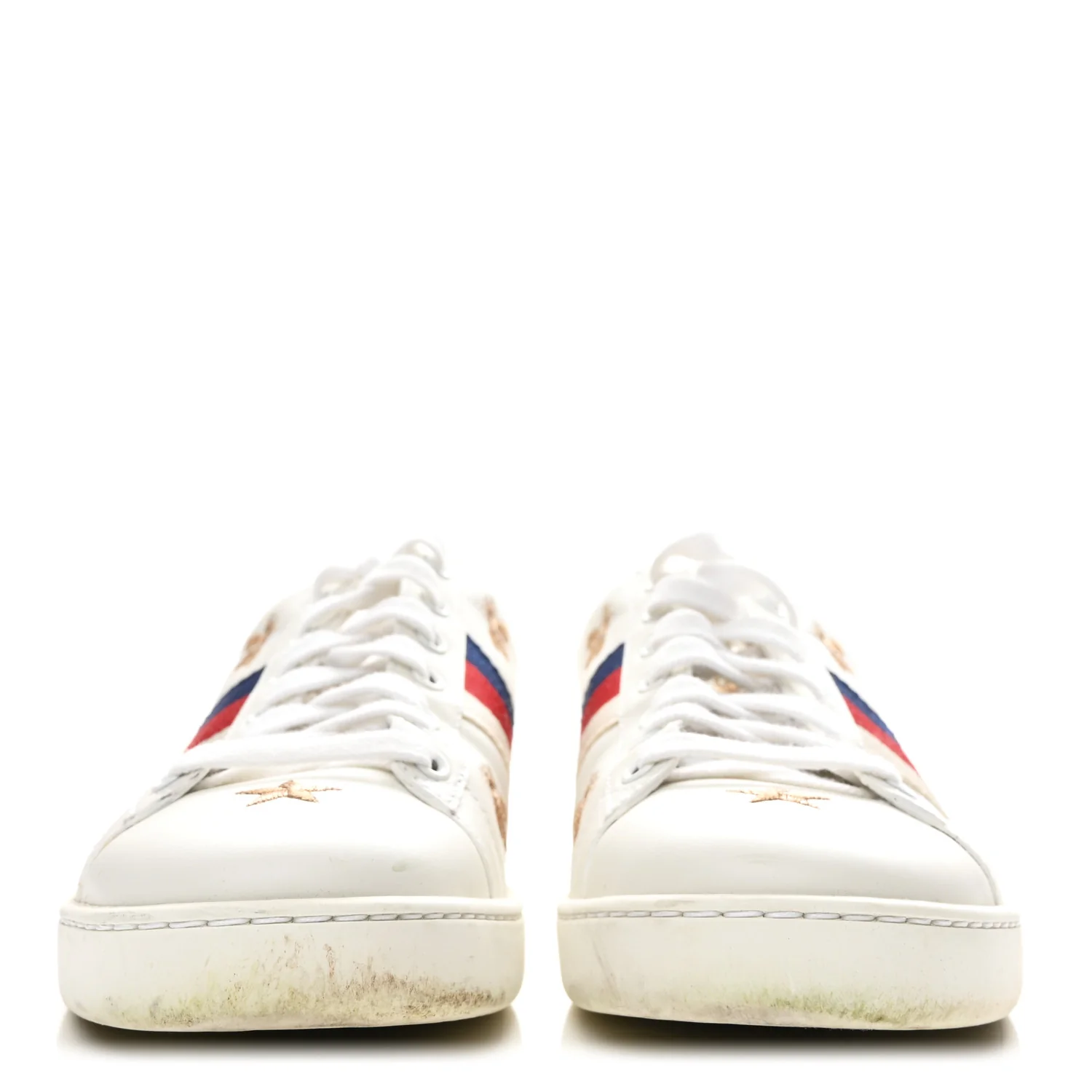 Calfskin Bee Star Embroidered Sylvie Web Ace Sneakers 37.5 White - Image 3