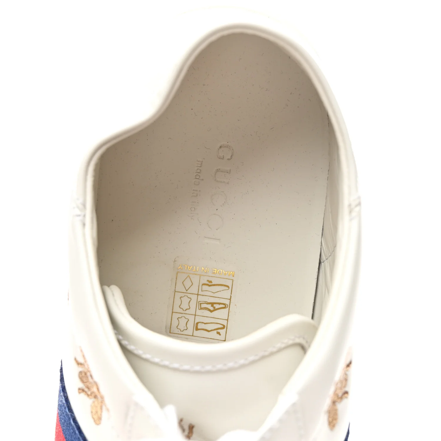 Calfskin Bee Star Embroidered Sylvie Web Ace Sneakers 37.5 White - Image 9