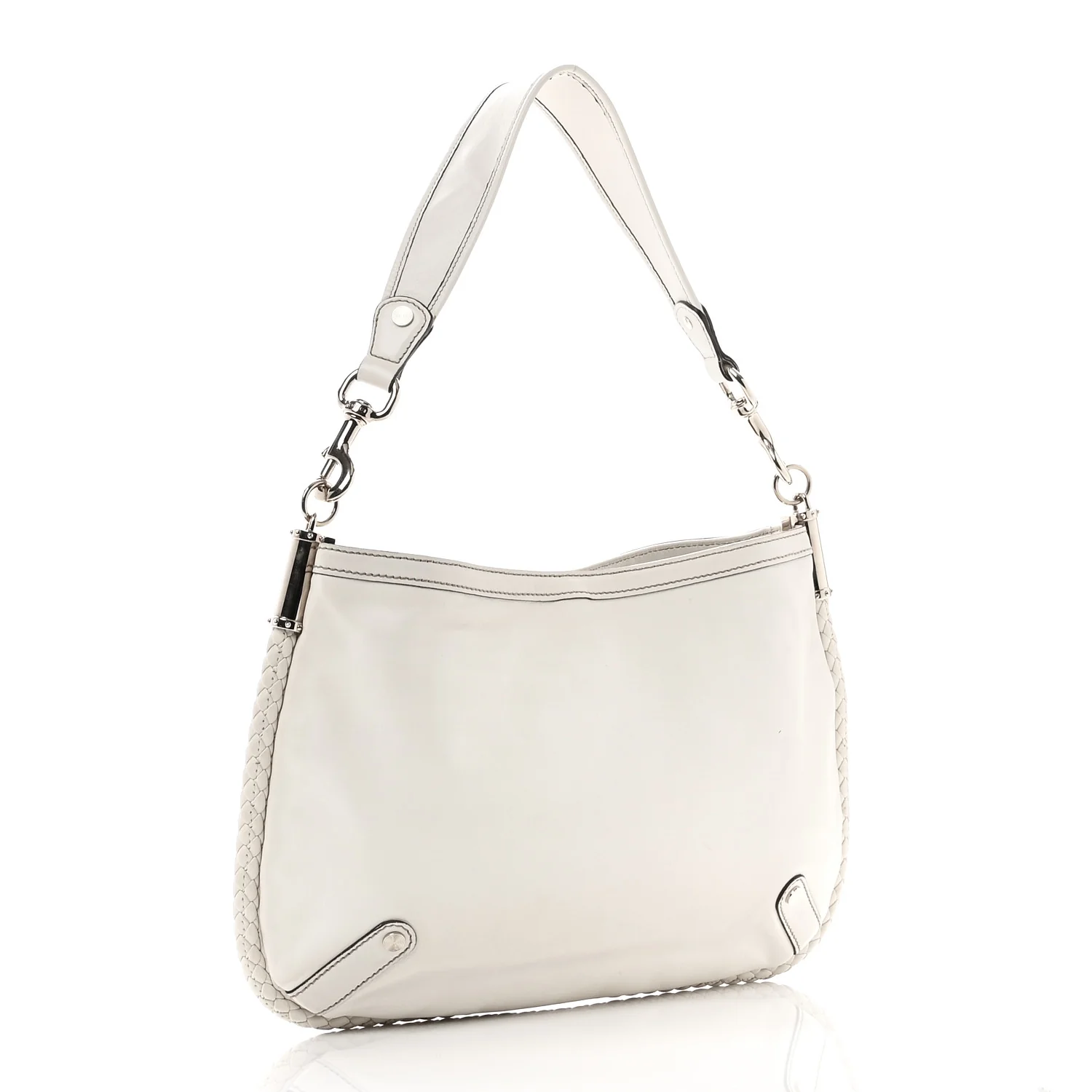 Calfskin Britt Medium Shoulder Bag White - Image 3