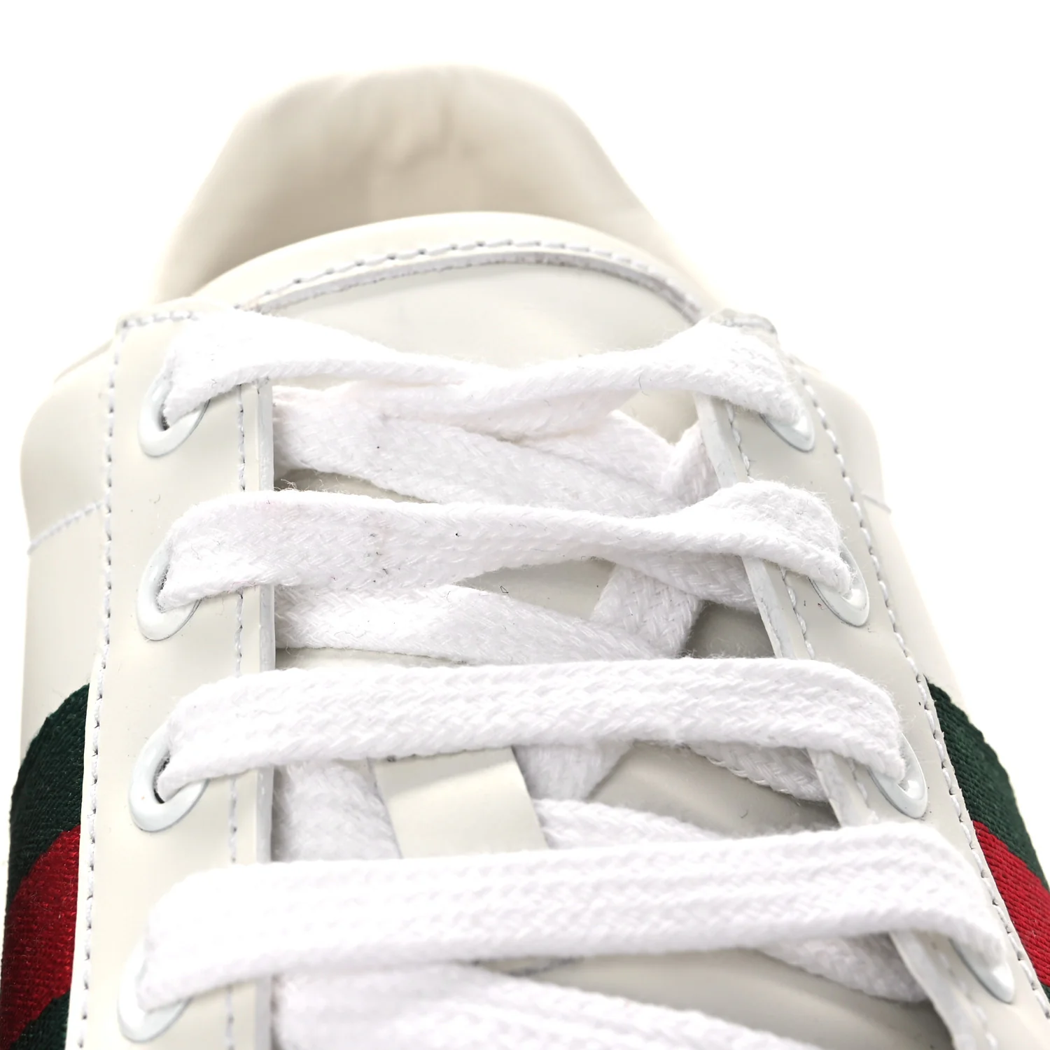 Calfskin Crocodile Web Womens Ace Sneakers 39 White Green - Image 12