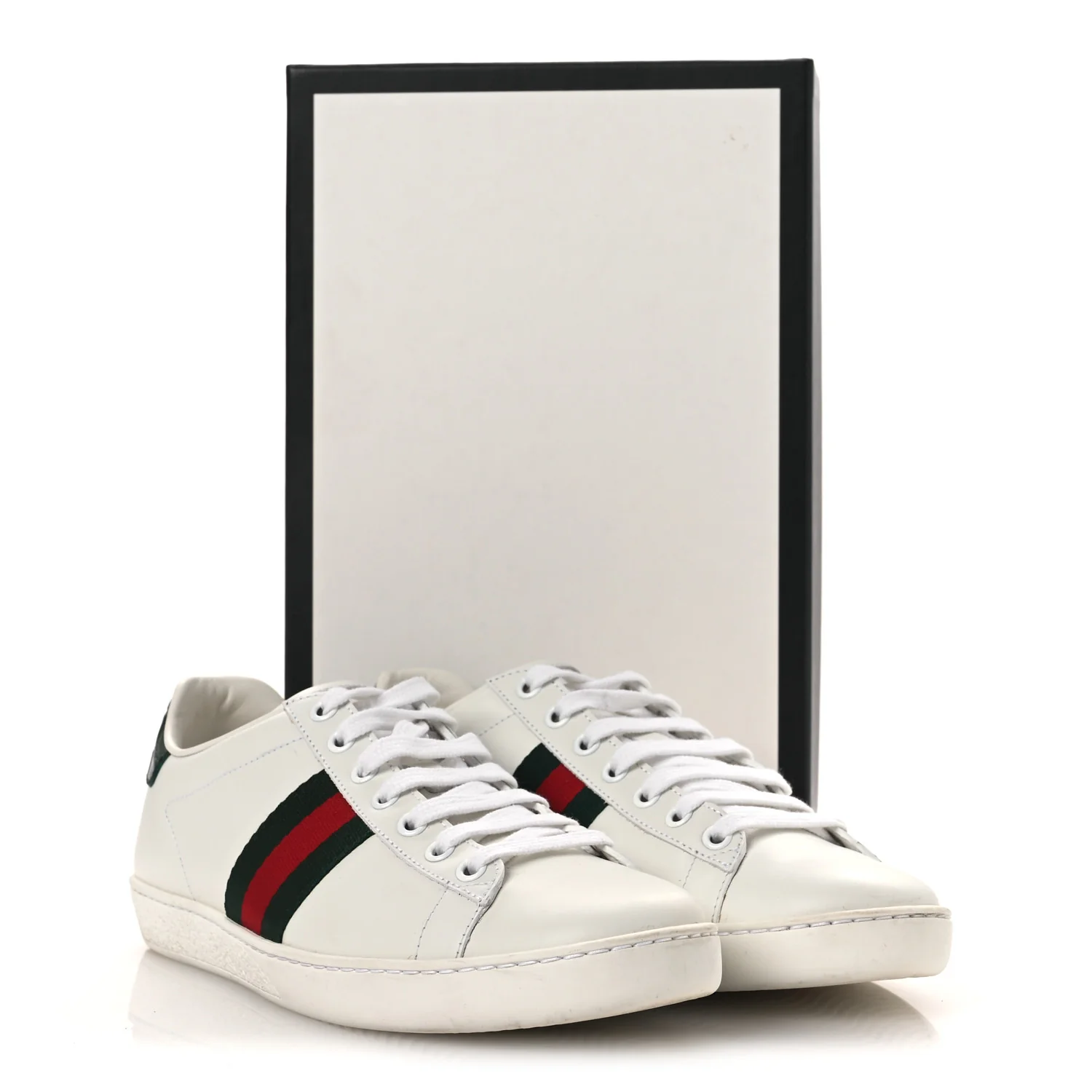 Calfskin Crocodile Web Womens Ace Sneakers 39 White Green - Image 13