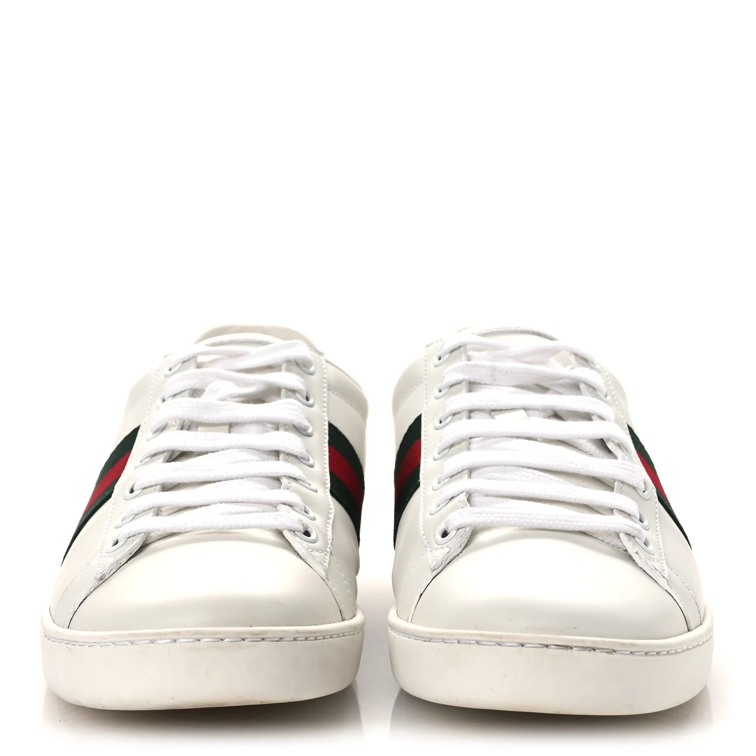 Calfskin Crocodile Web Womens Ace Sneakers 39 White Green - Image 3