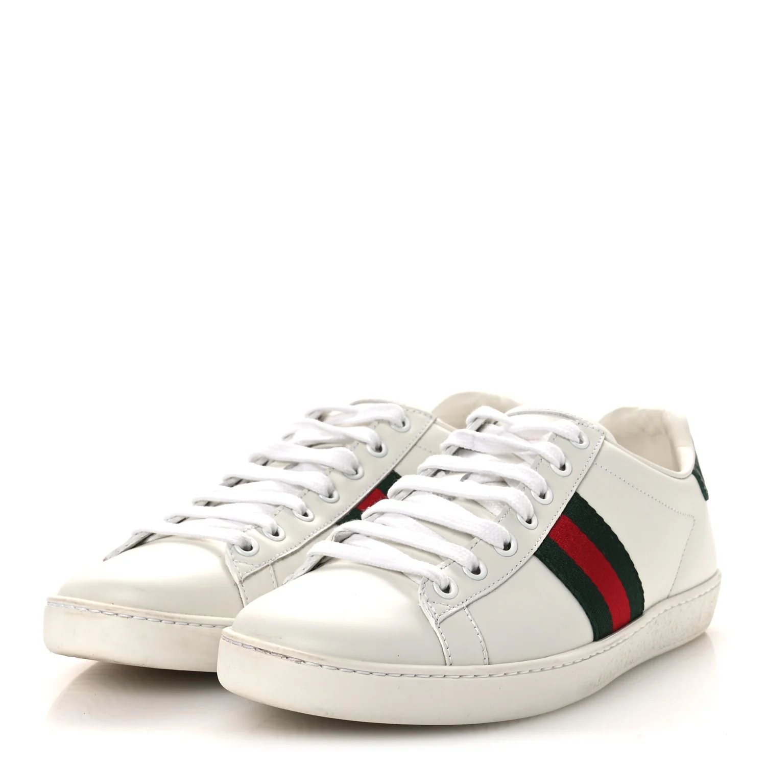 Calfskin Crocodile Web Womens Ace Sneakers 39 White Green - Image 4