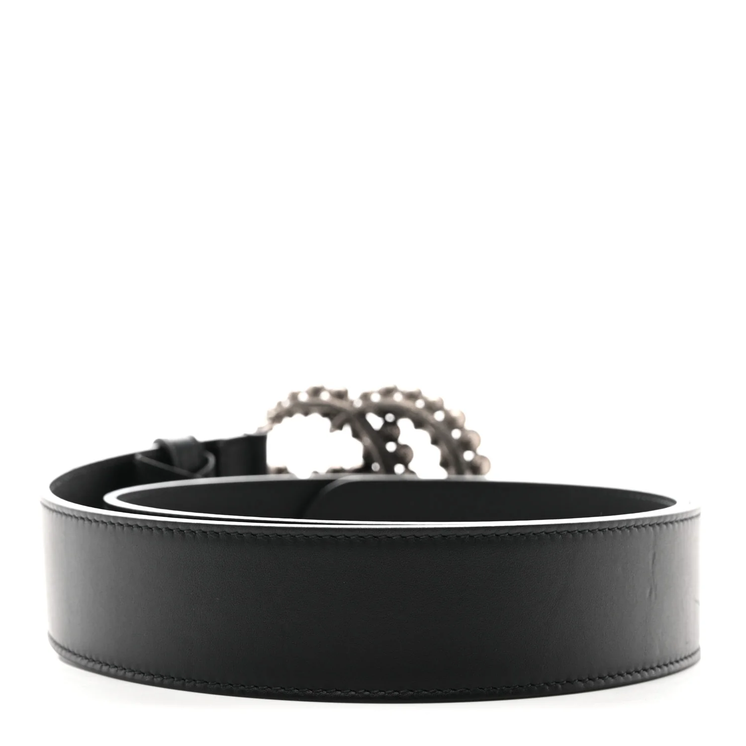 Calfskin Crystal Double G 40mm Belt 90 36 Black - Image 2