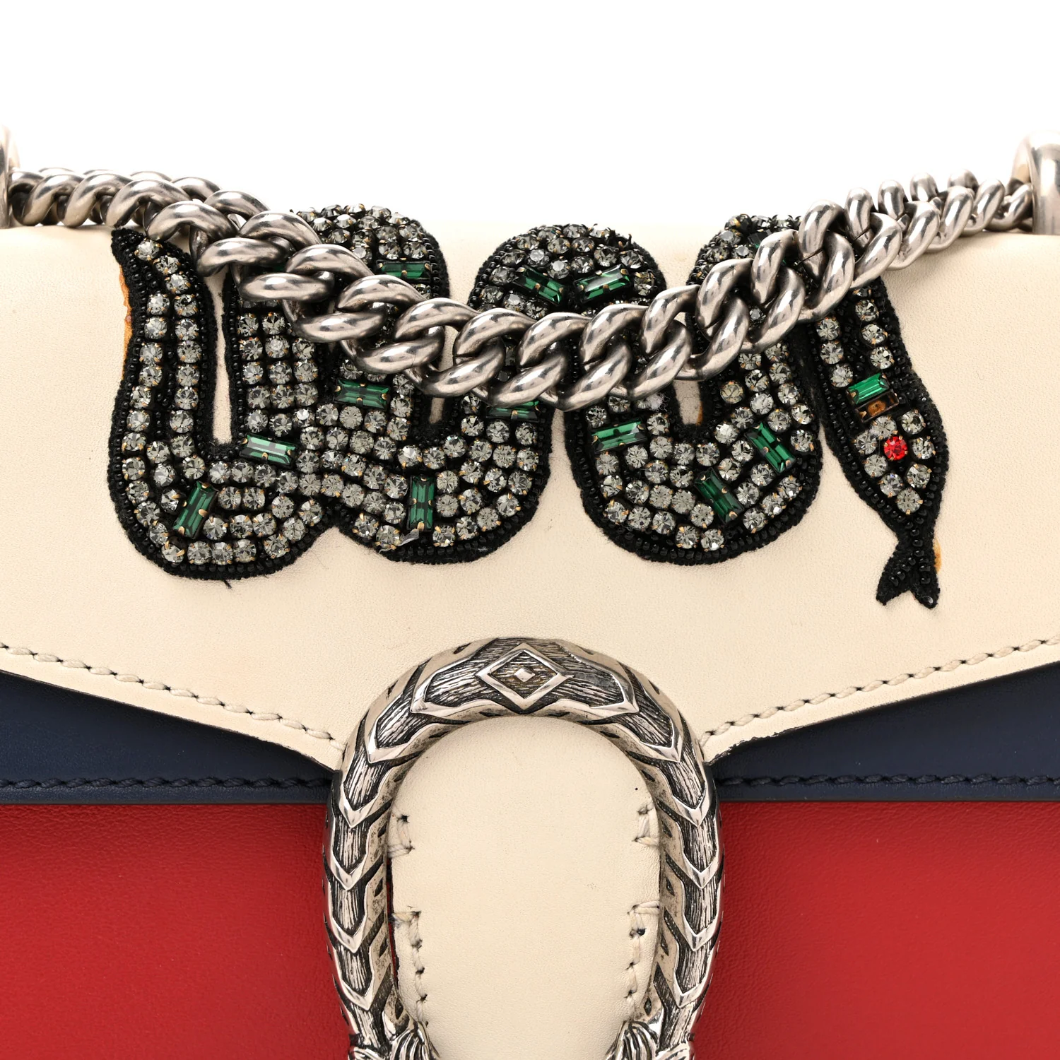 Calfskin Crystal Snake Embroidered Mini Dionysus Shoulder Bag Mystic White Hibiscus Red Blue Agata - Image 22