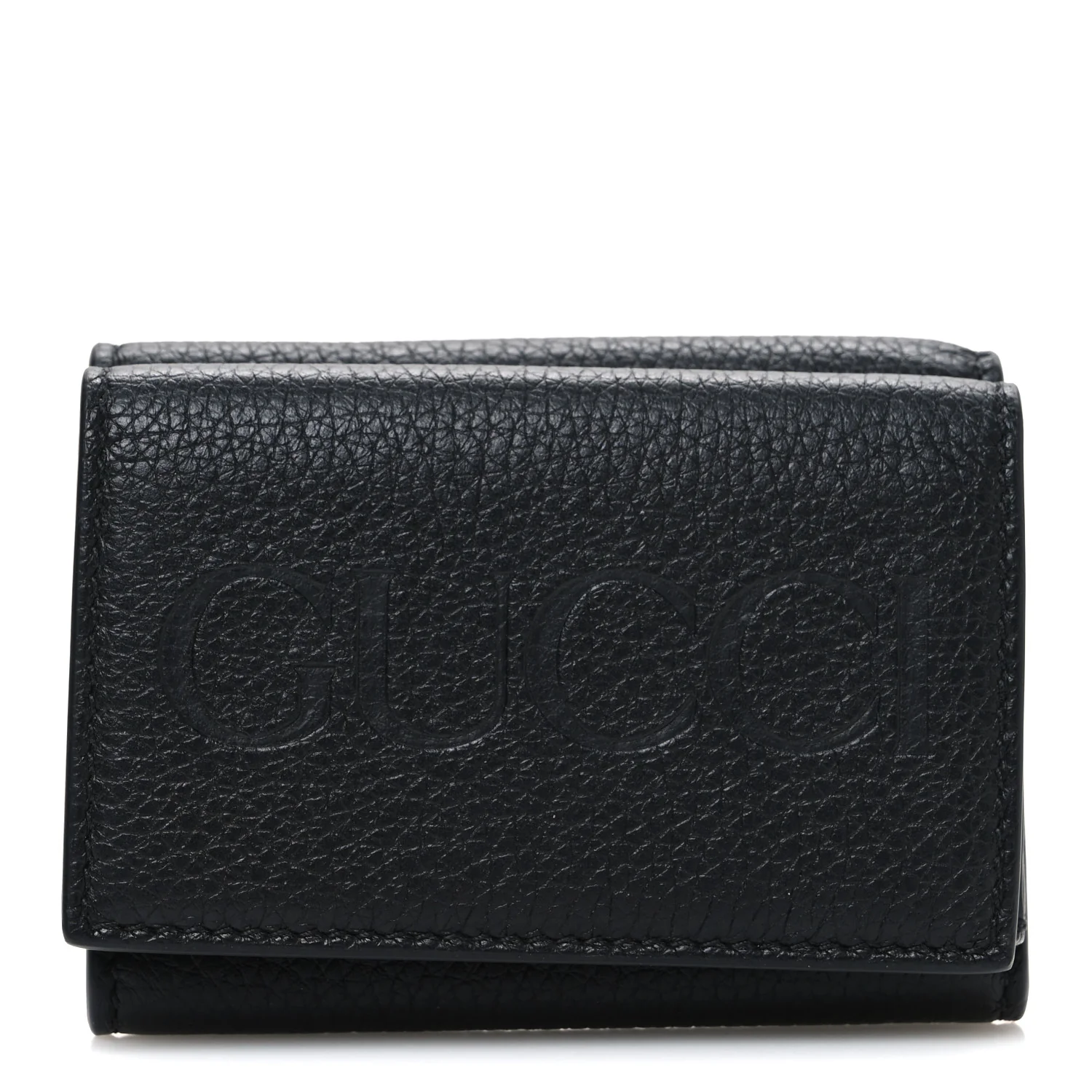 Calfskin Embossed Mini Wallet Black Blue