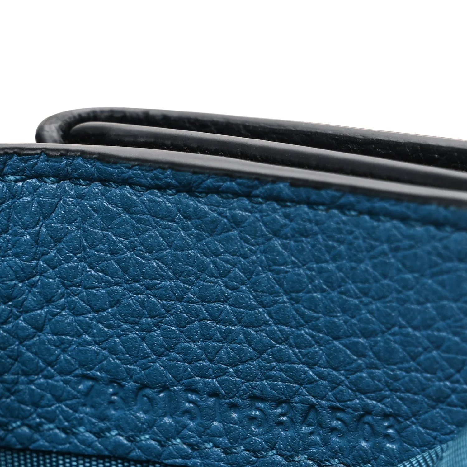Calfskin Embossed Mini Wallet Black Blue - Image 7