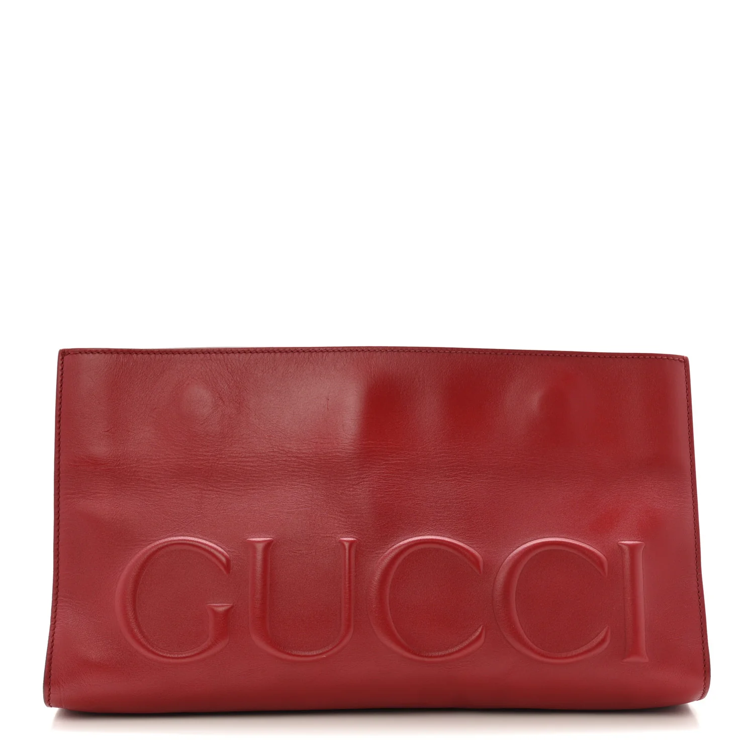 Calfskin Embossed XL Clutch Red
