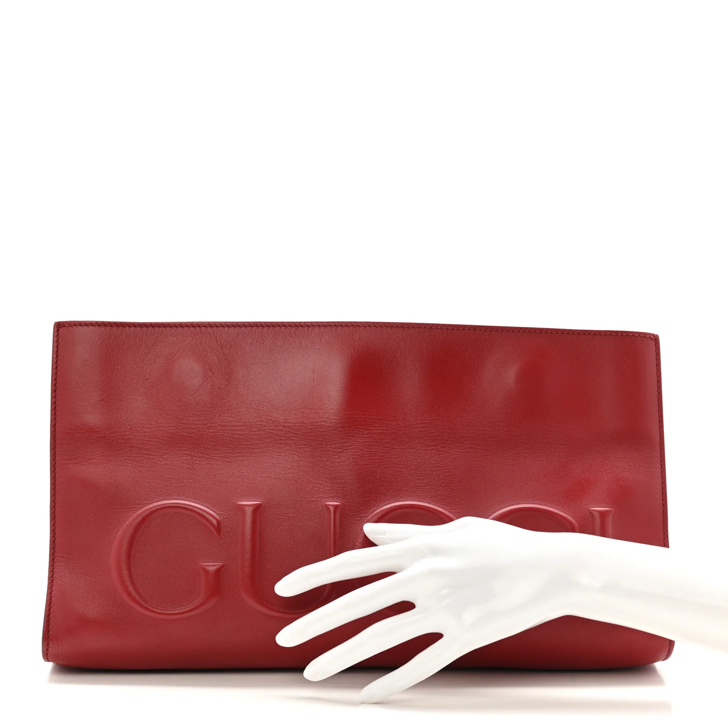 Calfskin Embossed XL Clutch Red - Image 2