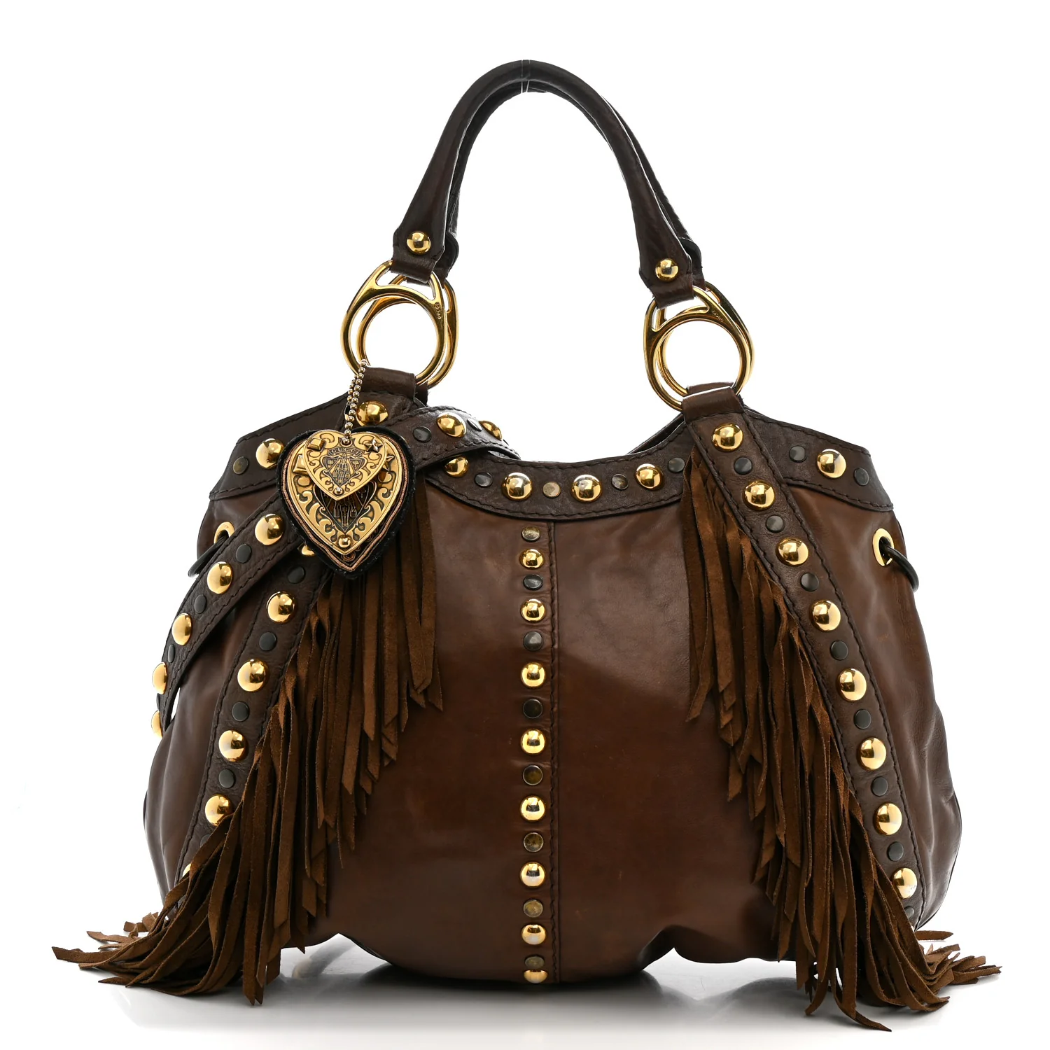 Calfskin Fringe Medium Babouska Tote Brown