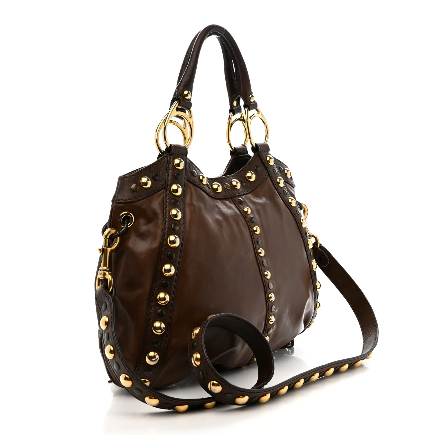 Calfskin Fringe Medium Babouska Tote Brown - Image 3