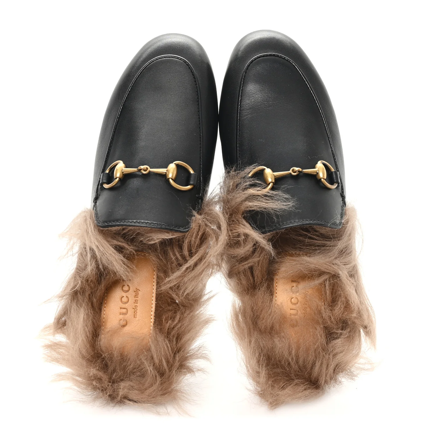 Calfskin Fur Womens Princetown Slippers 35 Black - Image 2