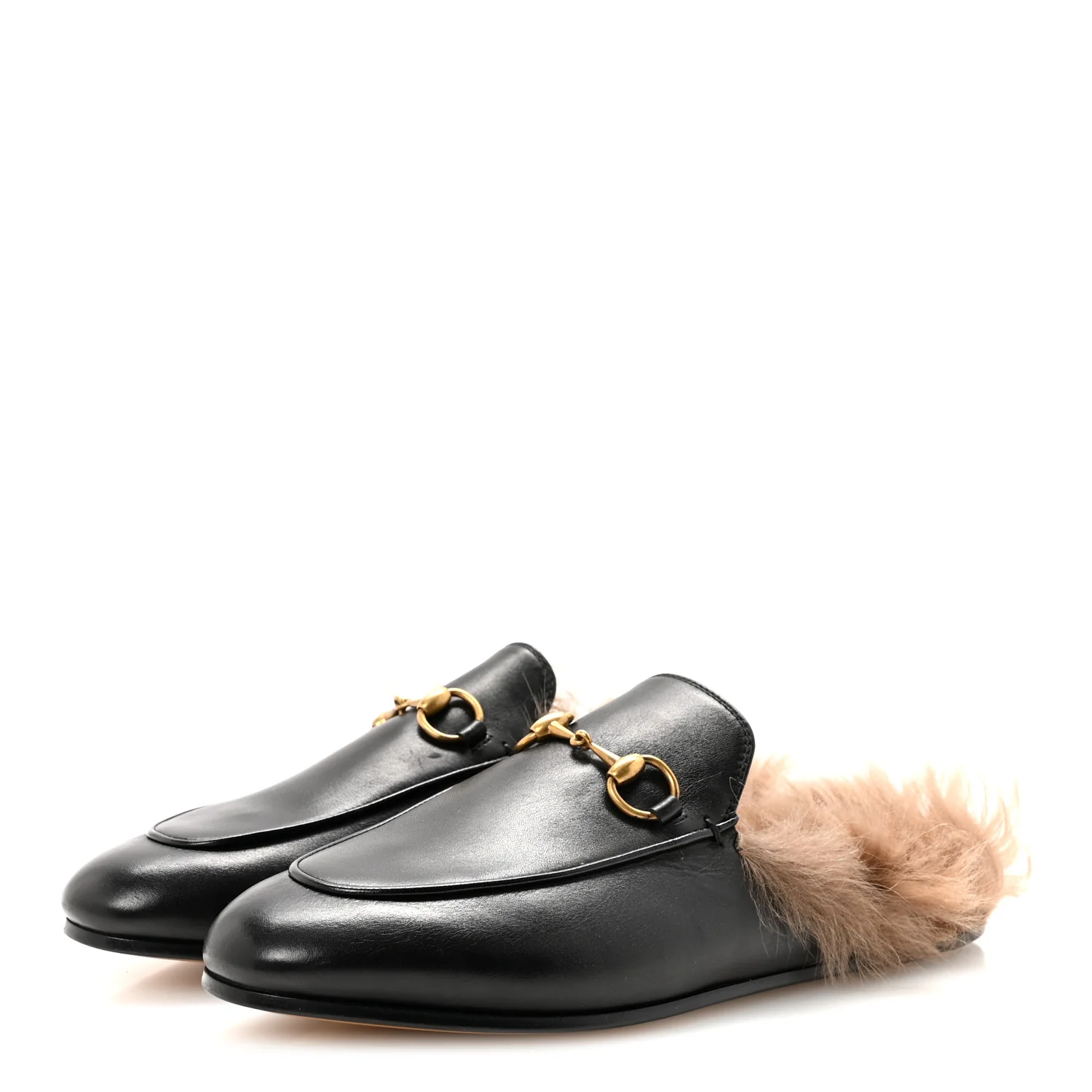 Calfskin Fur Womens Princetown Slippers 36 Black - Image 4