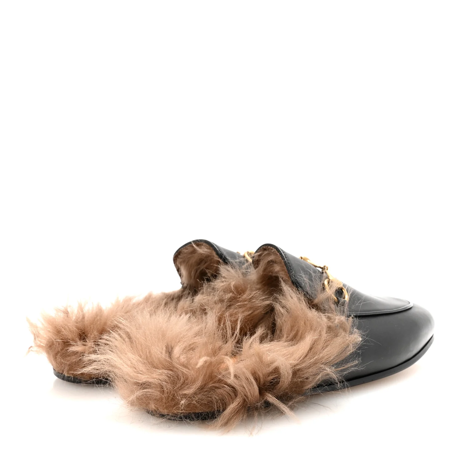 Calfskin Fur Womens Princetown Slippers 36 Black - Image 5
