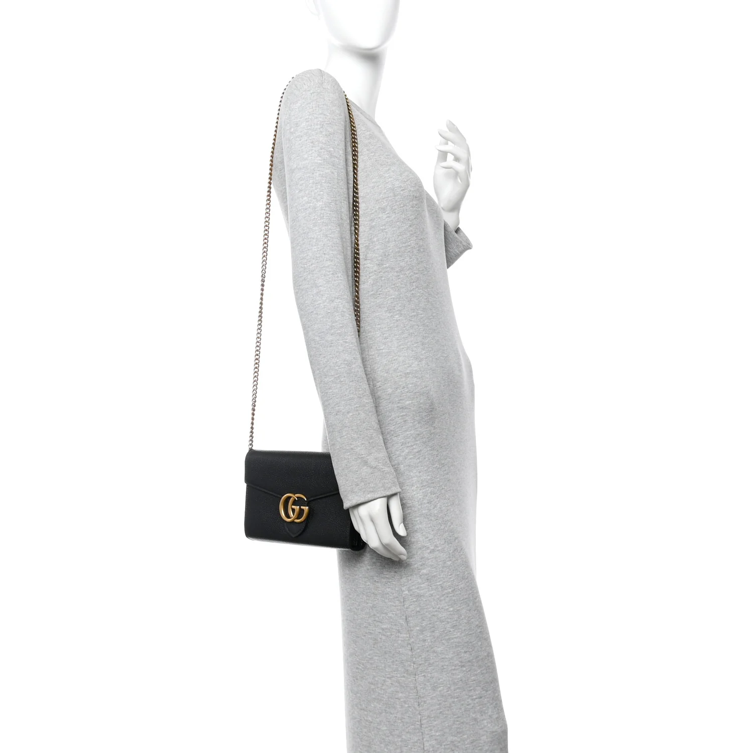 Calfskin GG Marmont Chain Wallet Black - Image 2
