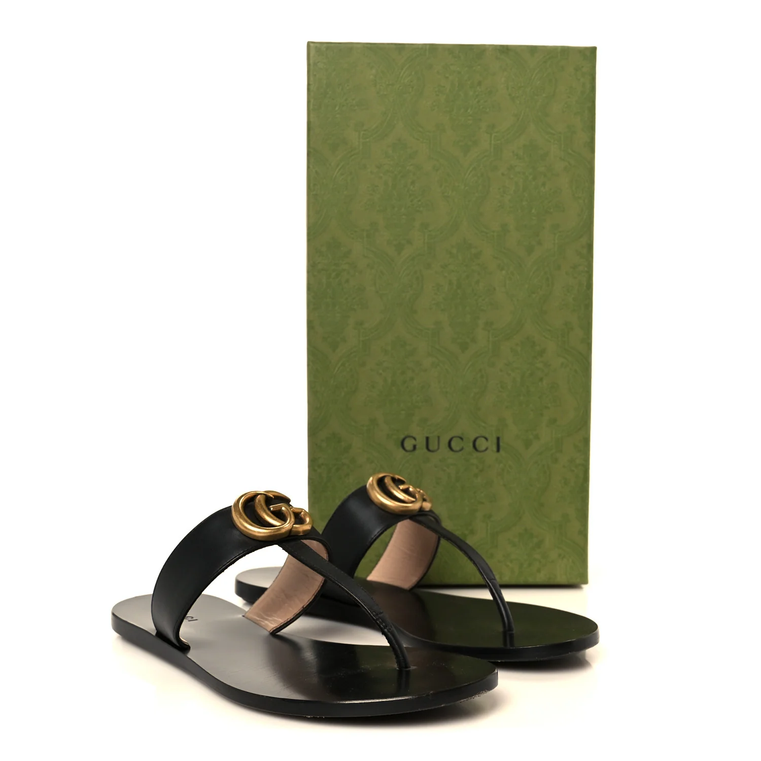 Calfskin GG Marmont Thong Sandals 36 Black - Image 10