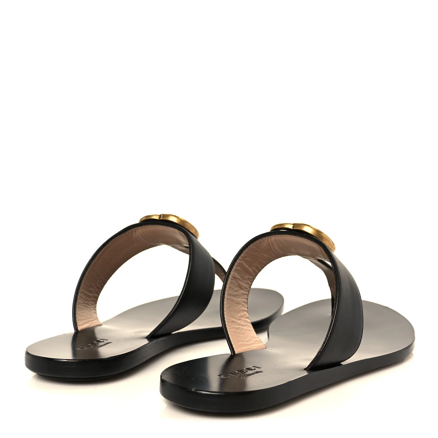 Calfskin GG Marmont Thong Sandals 36 Black - Image 5
