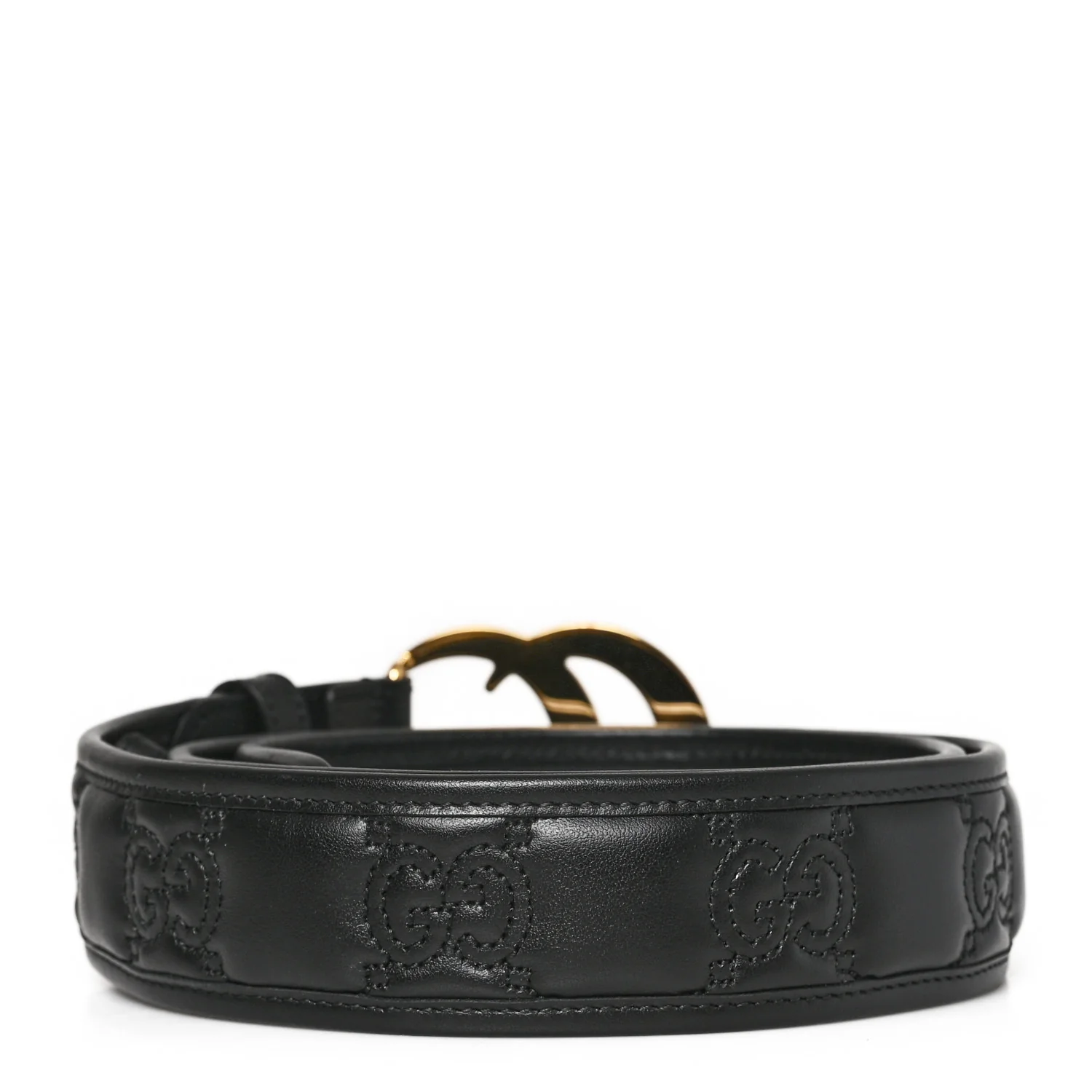 Calfskin GG Matelasse Belt 100 40 Black - Image 2