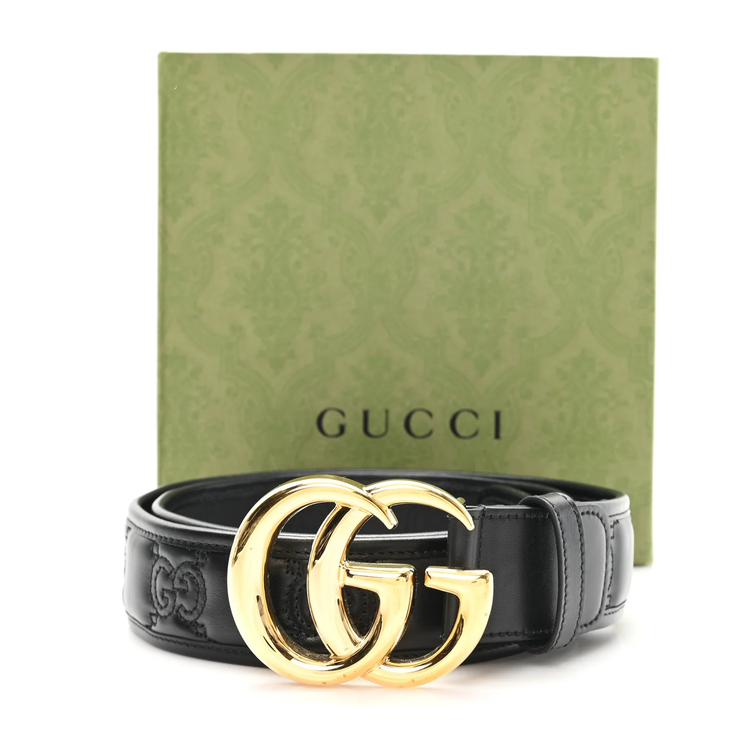 Calfskin GG Matelasse Belt 100 40 Black - Image 5