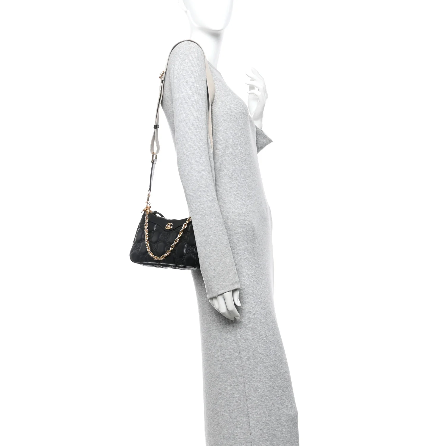 Calfskin GG Matelasse Chain Handbag Black Natural - Image 2