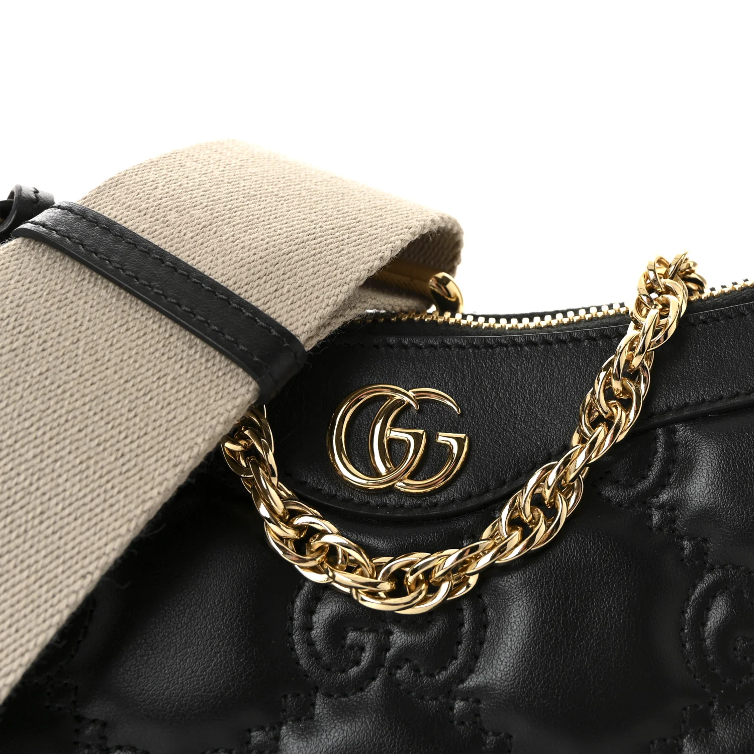Calfskin GG Matelasse Chain Handbag Black Natural - Image 7