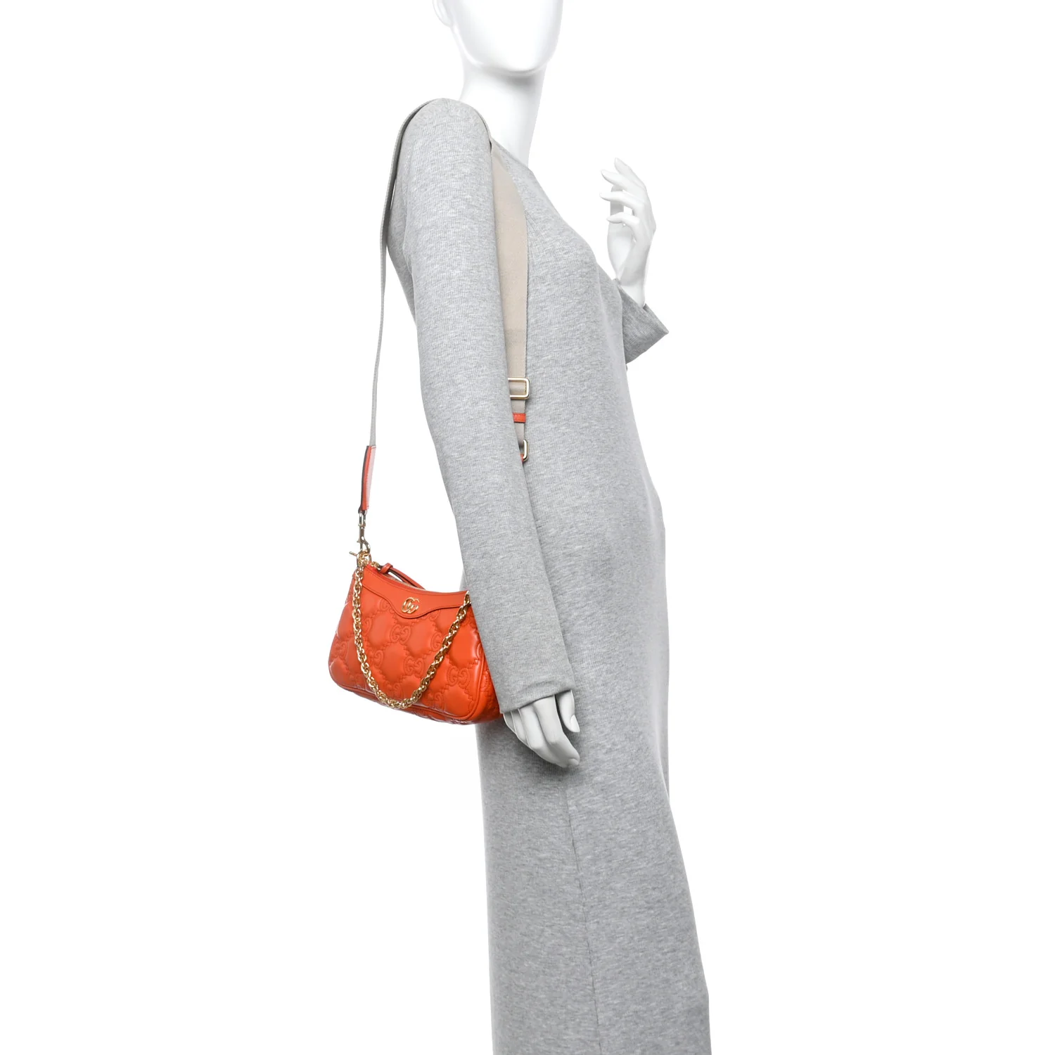 Calfskin GG Matelasse Chain Handbag Deep Orange Natural - Image 2