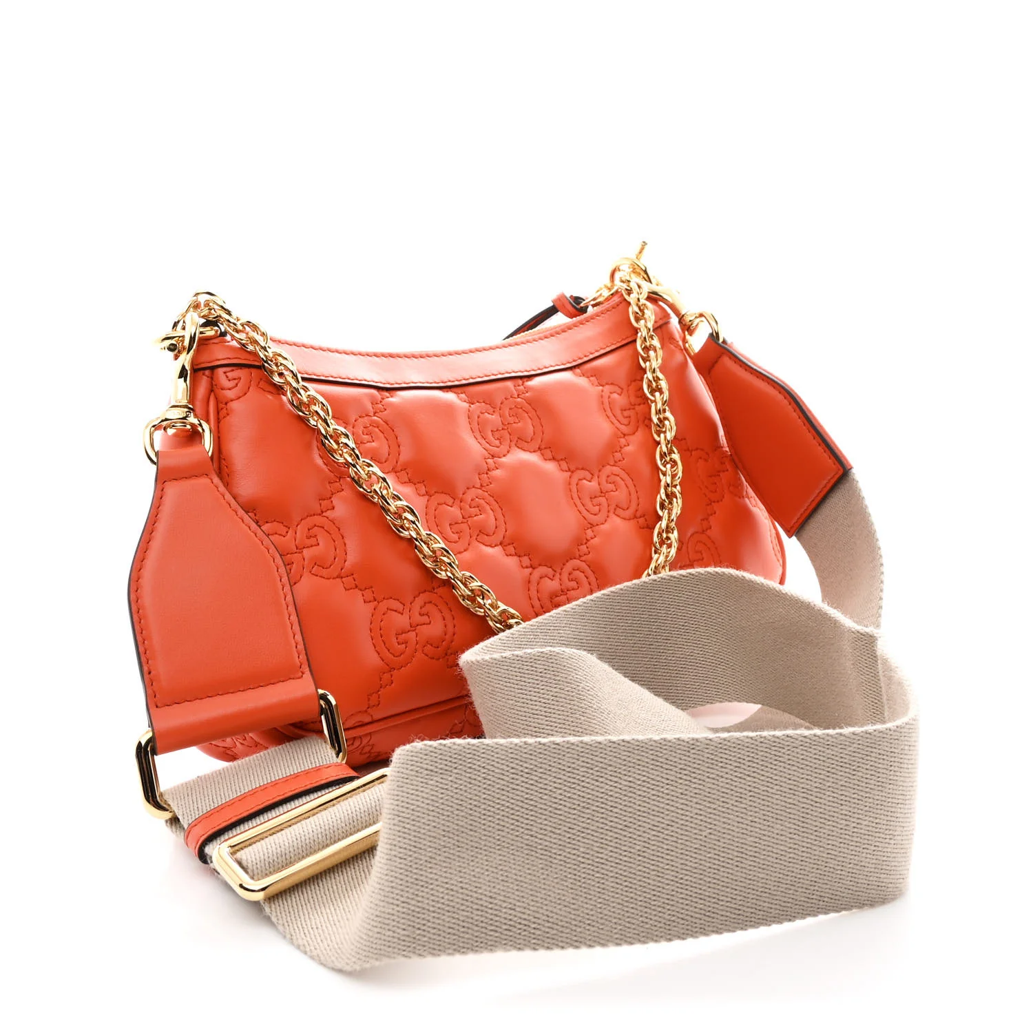 Calfskin GG Matelasse Chain Handbag Deep Orange Natural - Image 3