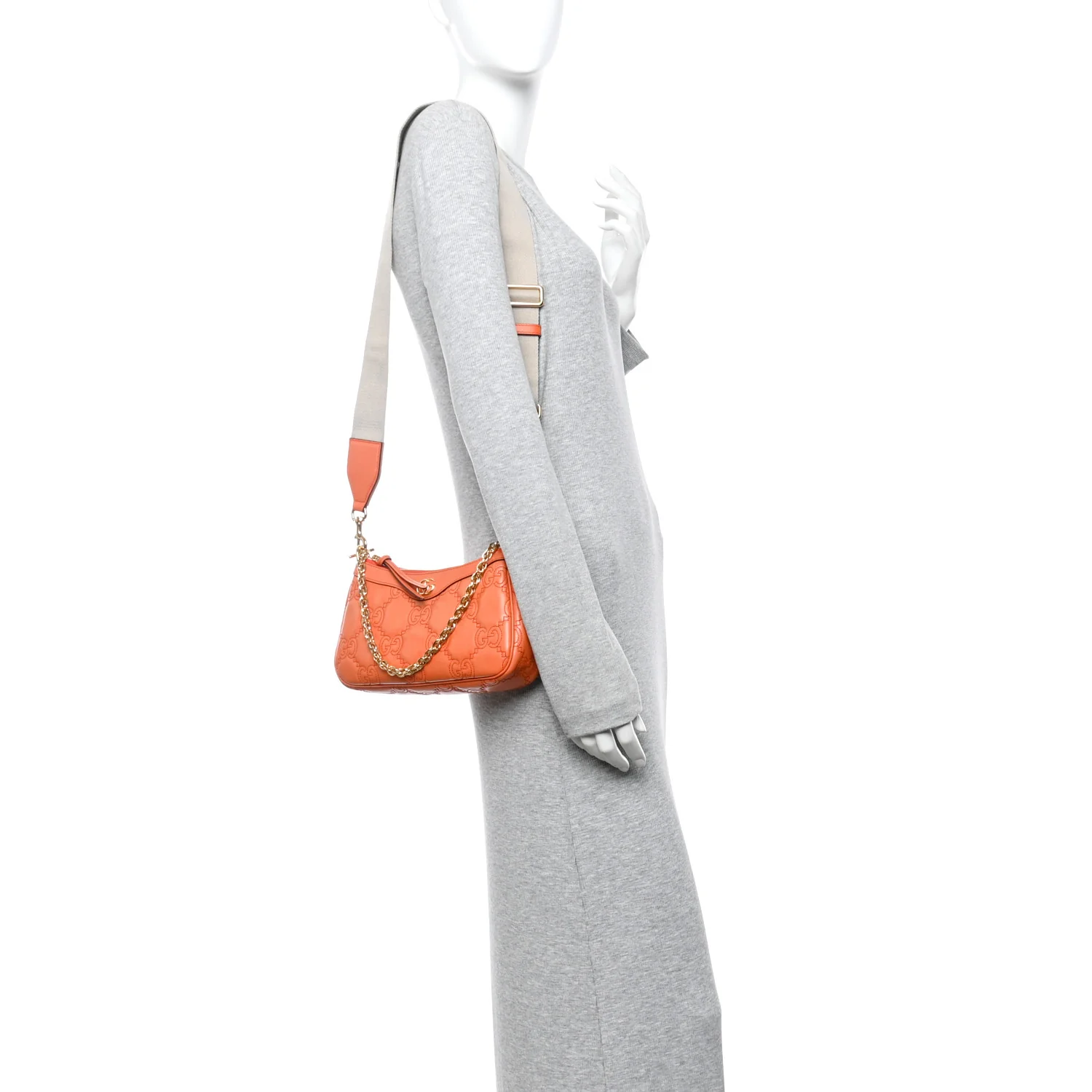 Calfskin GG Matelasse Chain Handbag Deep Orange Natural - Image 2