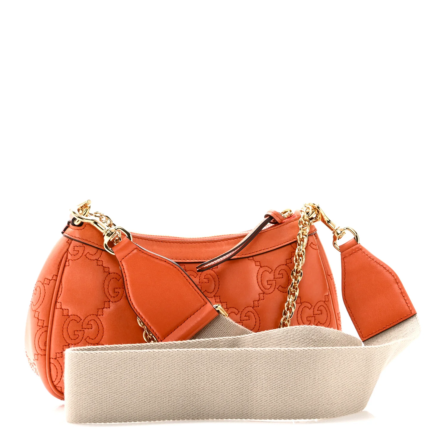 Calfskin GG Matelasse Chain Handbag Deep Orange Natural - Image 3