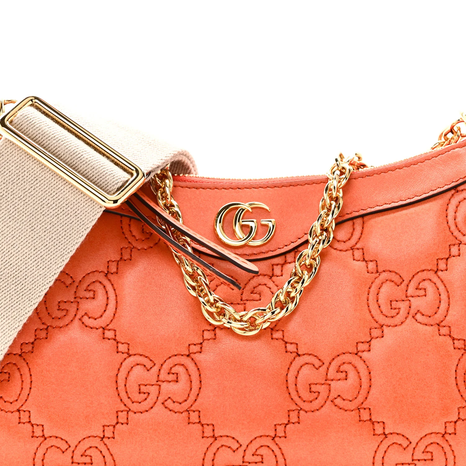 Calfskin GG Matelasse Chain Handbag Deep Orange Natural - Image 8